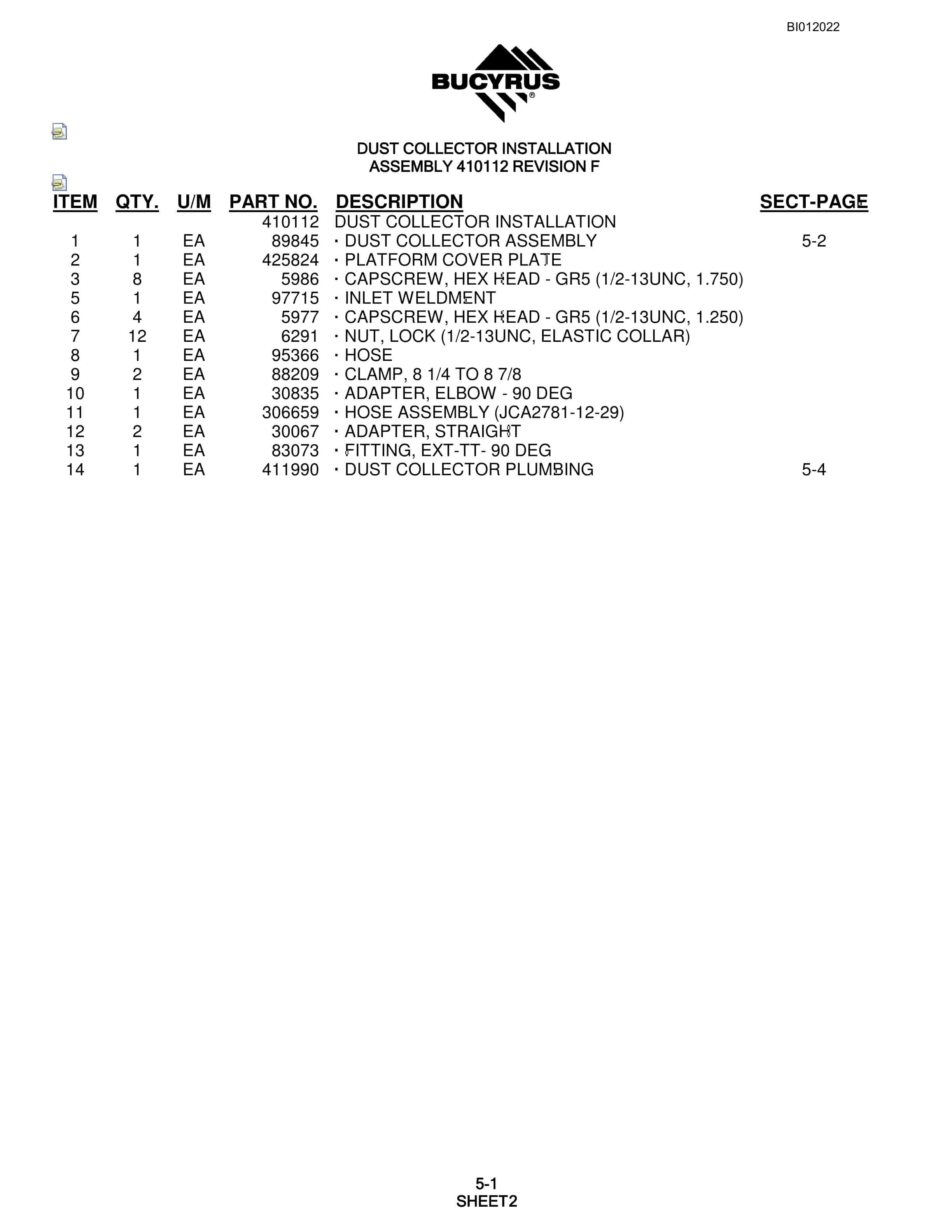 Bucyrus SKF Rotary Blasthole Drill Parts Manual BI012022-2