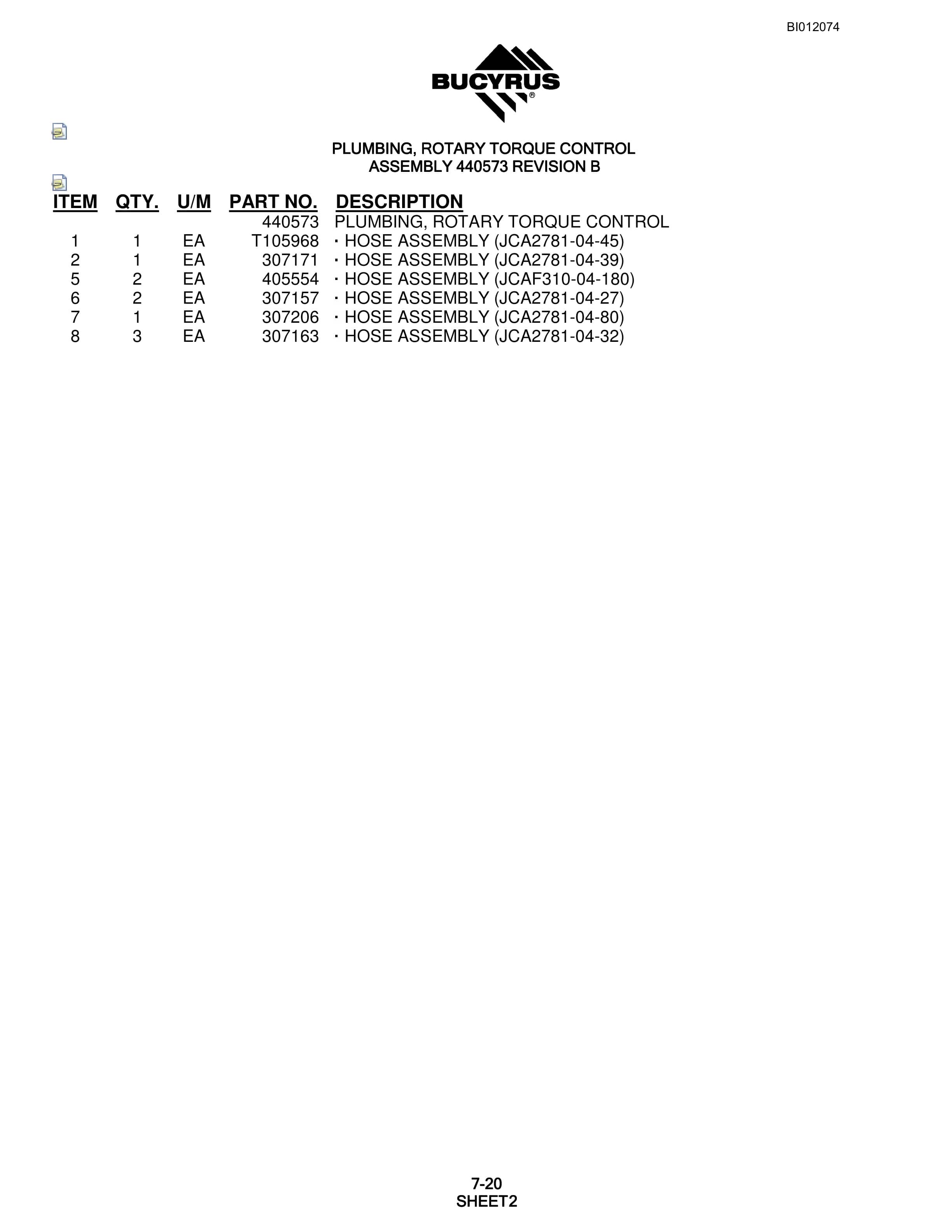 Bucyrus SKF Rotary Blasthole Drill Parts Manual BI012074-5
