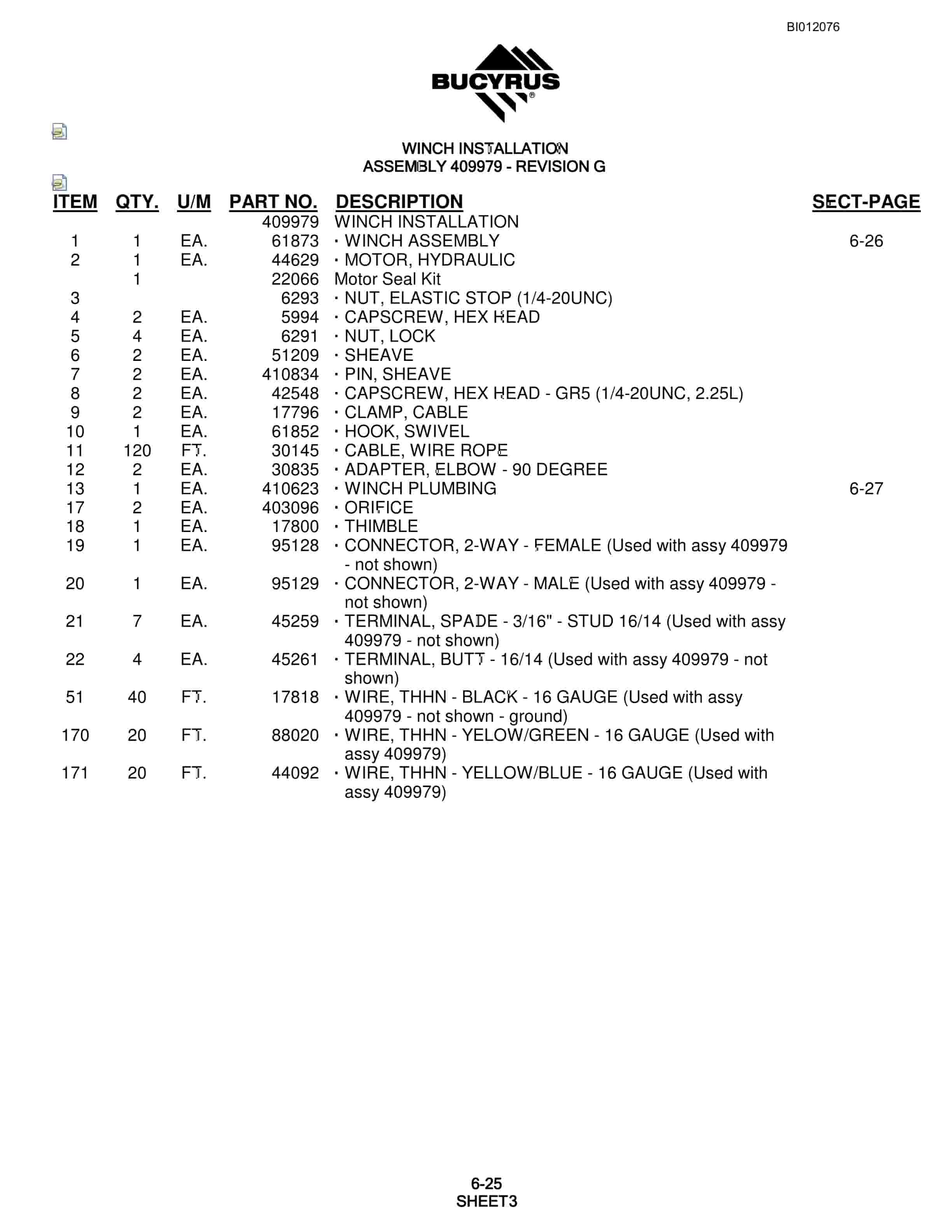 Bucyrus SKF Rotary Blasthole Drill Parts Manual BI012076-3