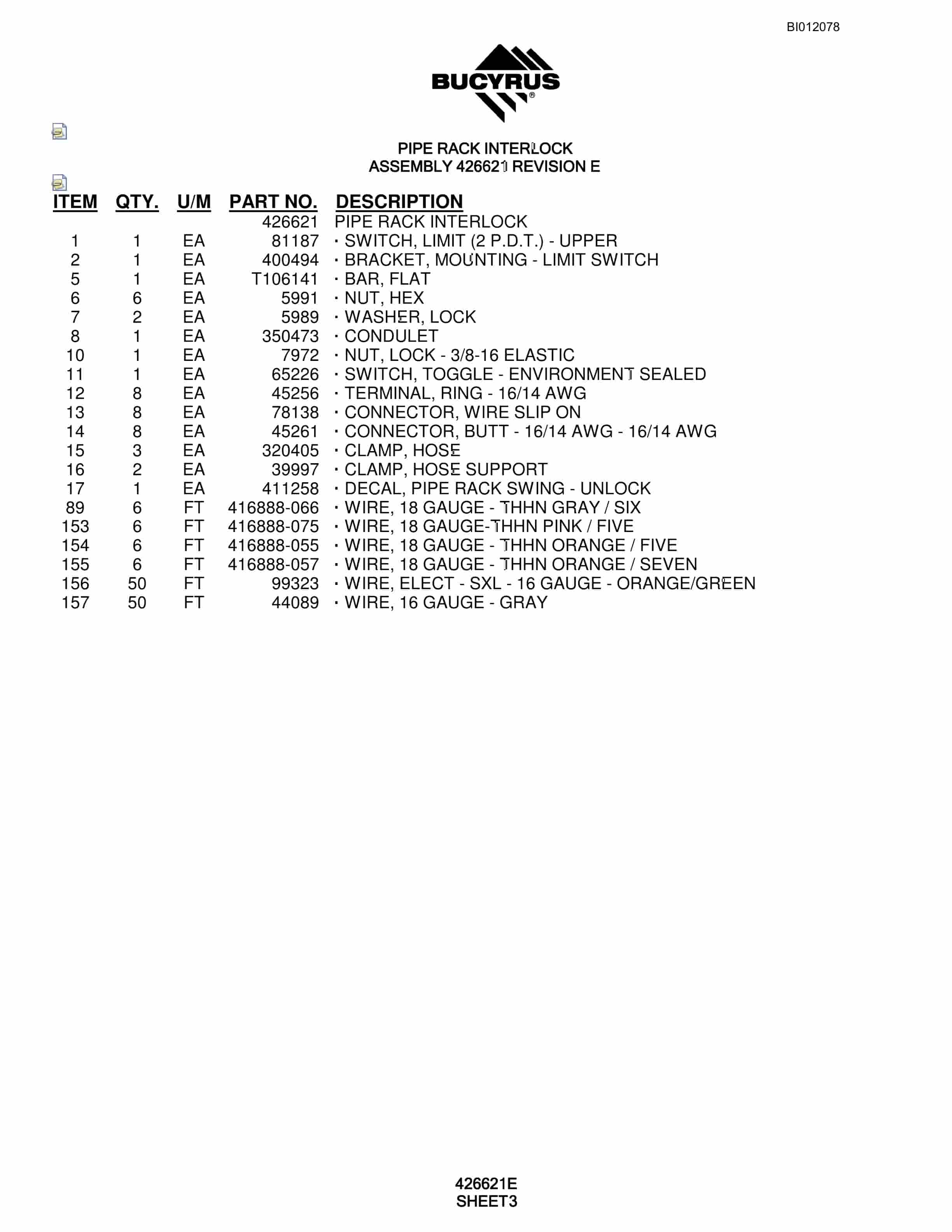 Bucyrus SKF Rotary Blasthole Drill Parts Manual BI012078-4