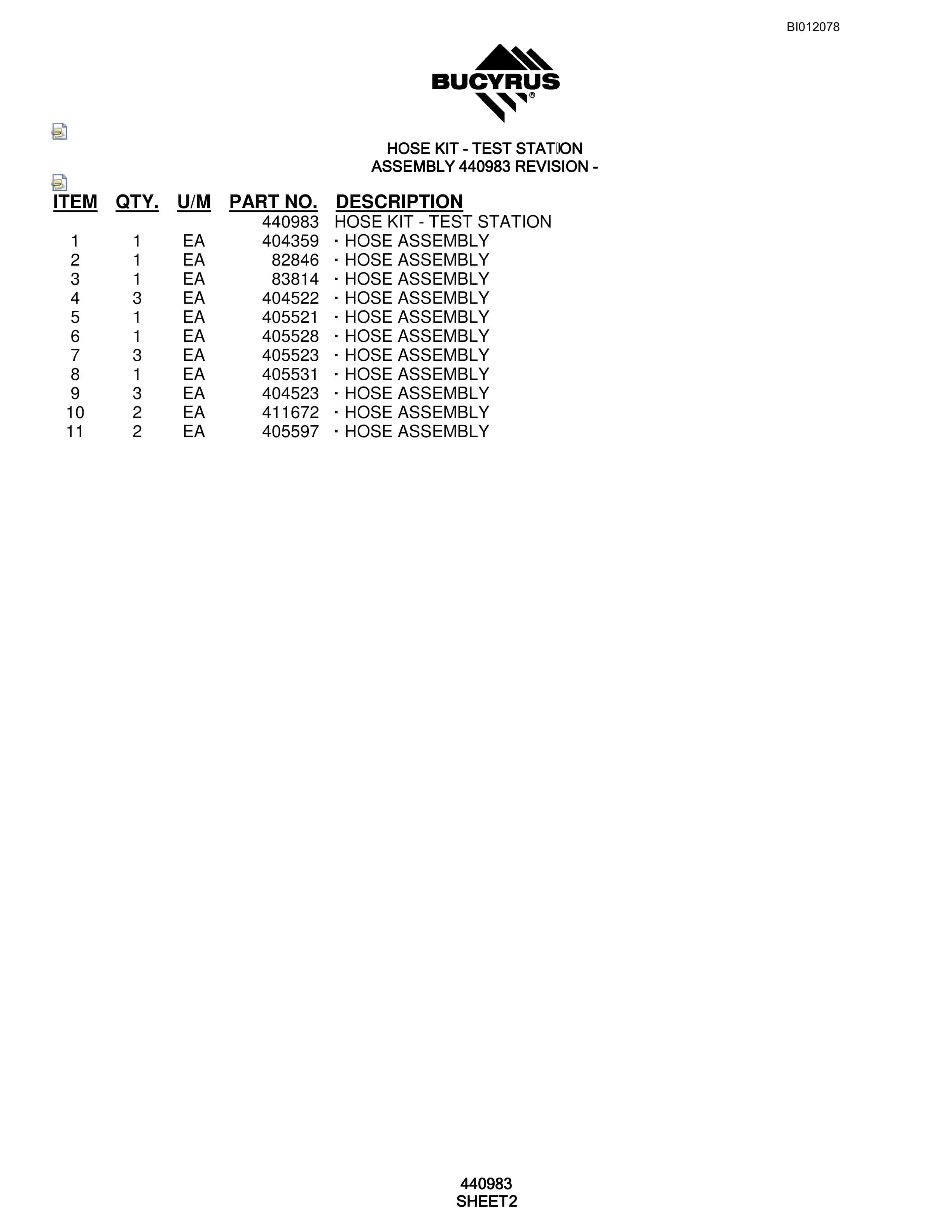 Bucyrus SKF Rotary Blasthole Drill Parts Manual BI012078-5