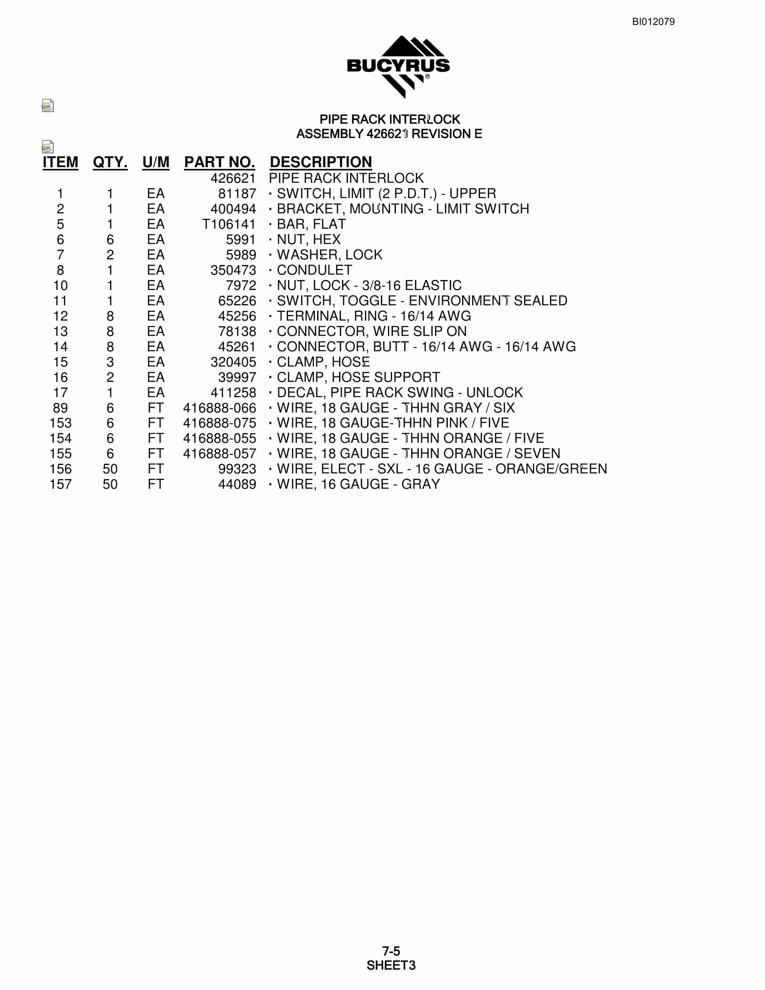 Bucyrus SKF Rotary Blasthole Drill Parts Manual BI012079-3