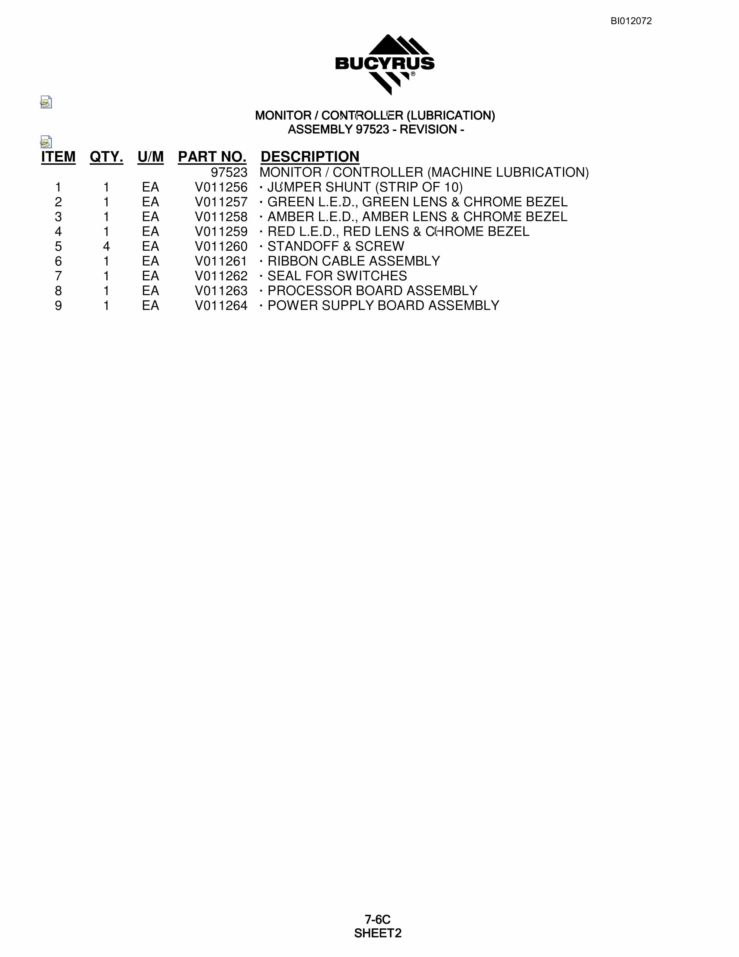Bucyrus SKF11 Rotary Blasthole Drill Parts Manual BI012072-4