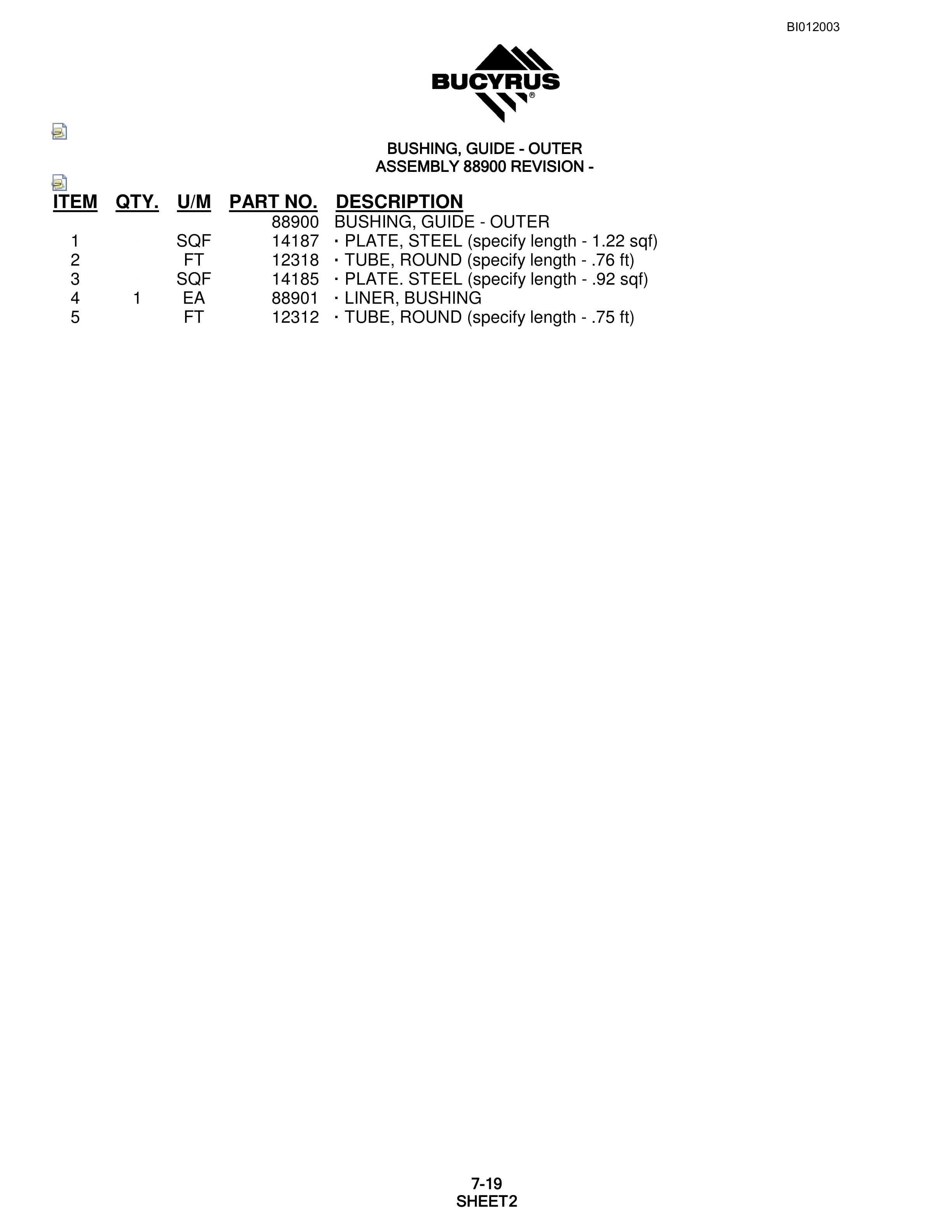 Bucyrus SKFX Rotary Blasthole Drill Parts Manual BI012003-4
