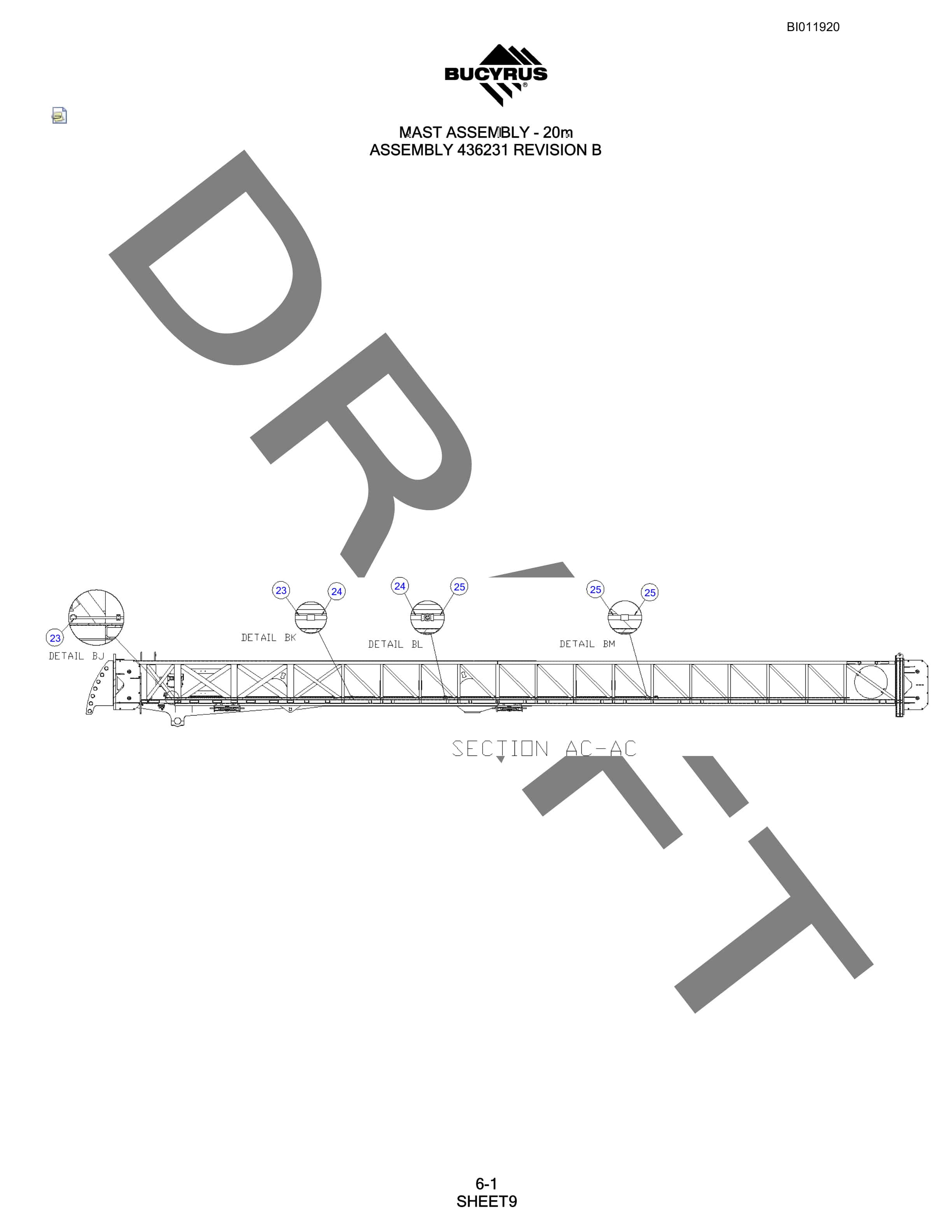 Bucyrus SKL Rotary Blasthole Drill Parts Manual BI011920-2