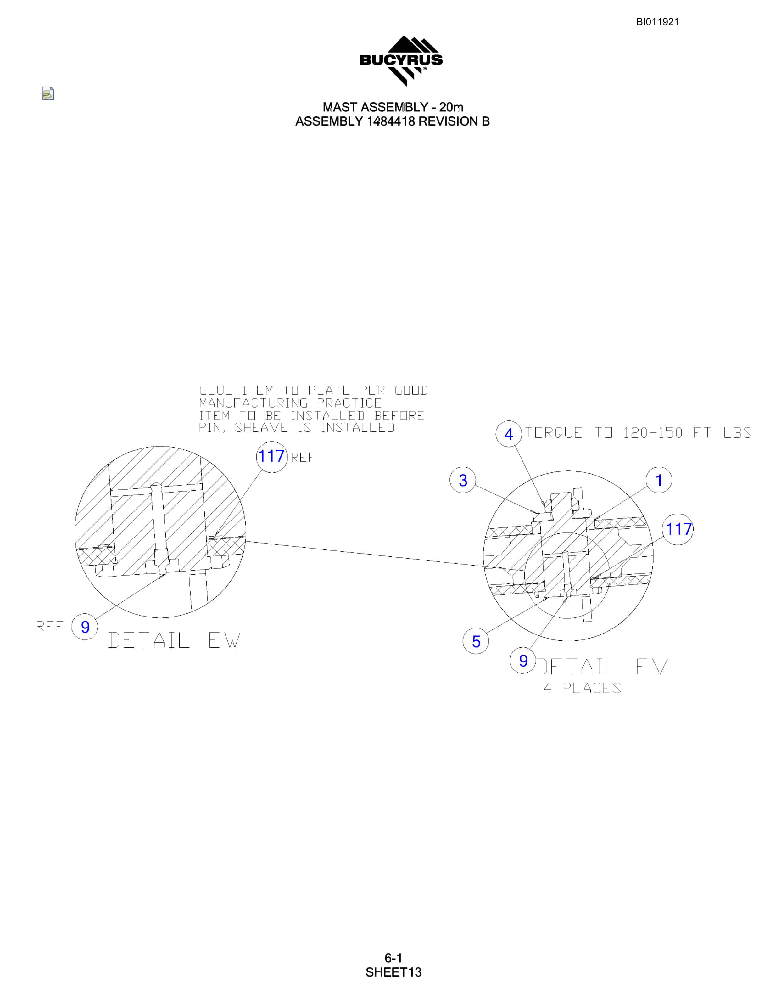 Bucyrus SKL Rotary Blasthole Drill Parts Manual BI011921-2