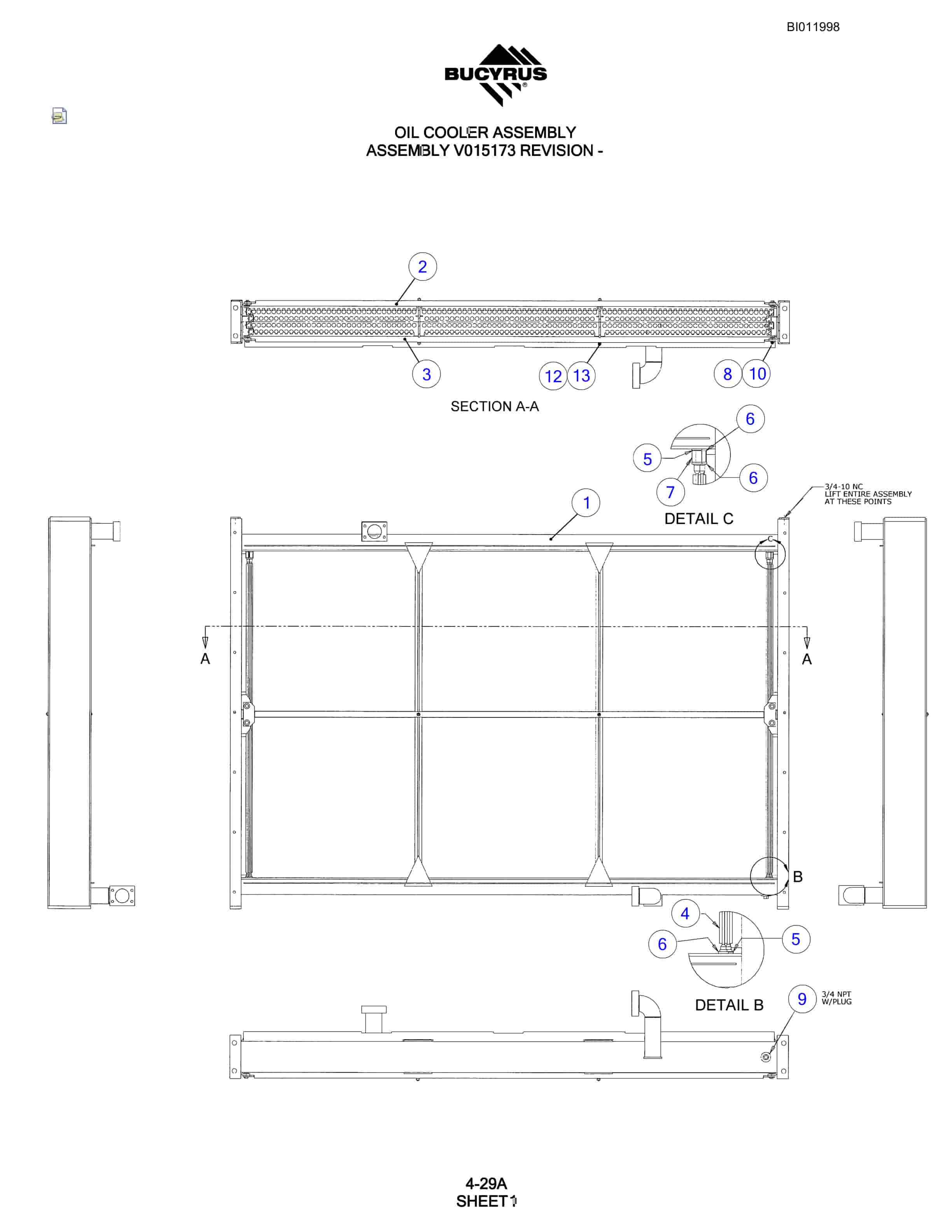 Bucyrus SKL Rotary Blasthole Drill Parts Manual BI011998-2