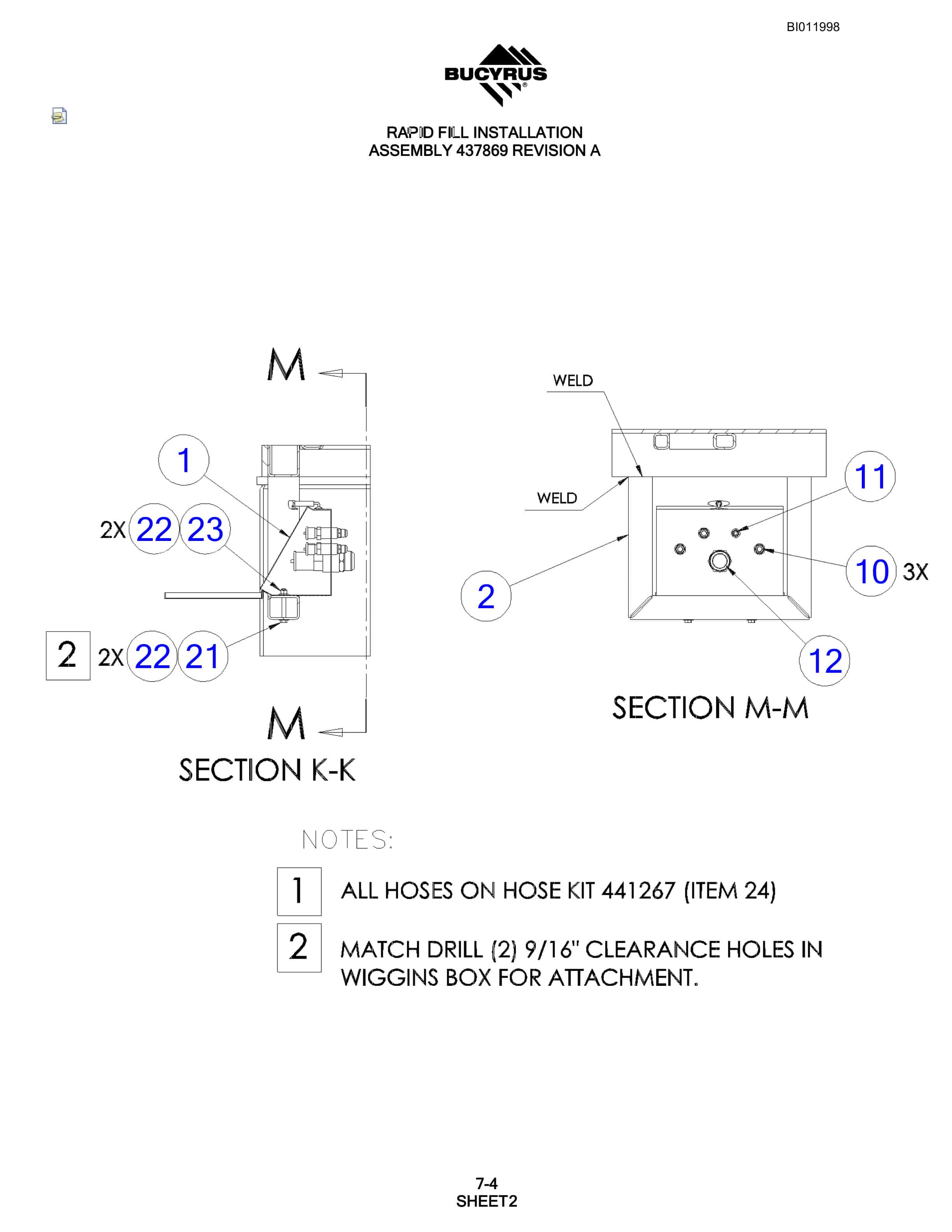 Bucyrus SKL Rotary Blasthole Drill Parts Manual BI011998-4