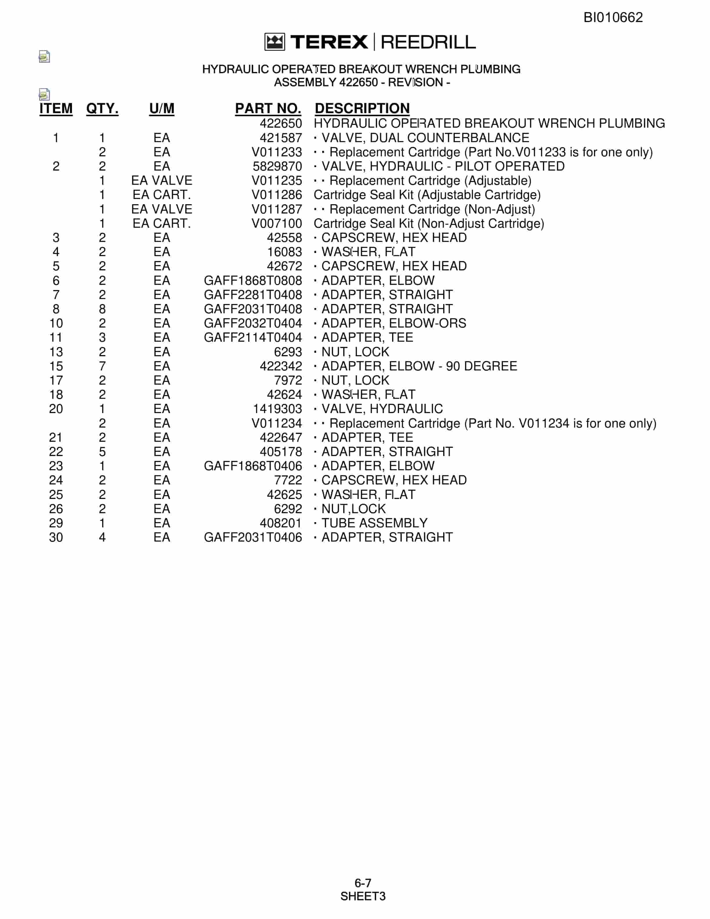 Bucyrus SKS-12 Infinity Blasthole Drill Parts Catalog BI010662-4