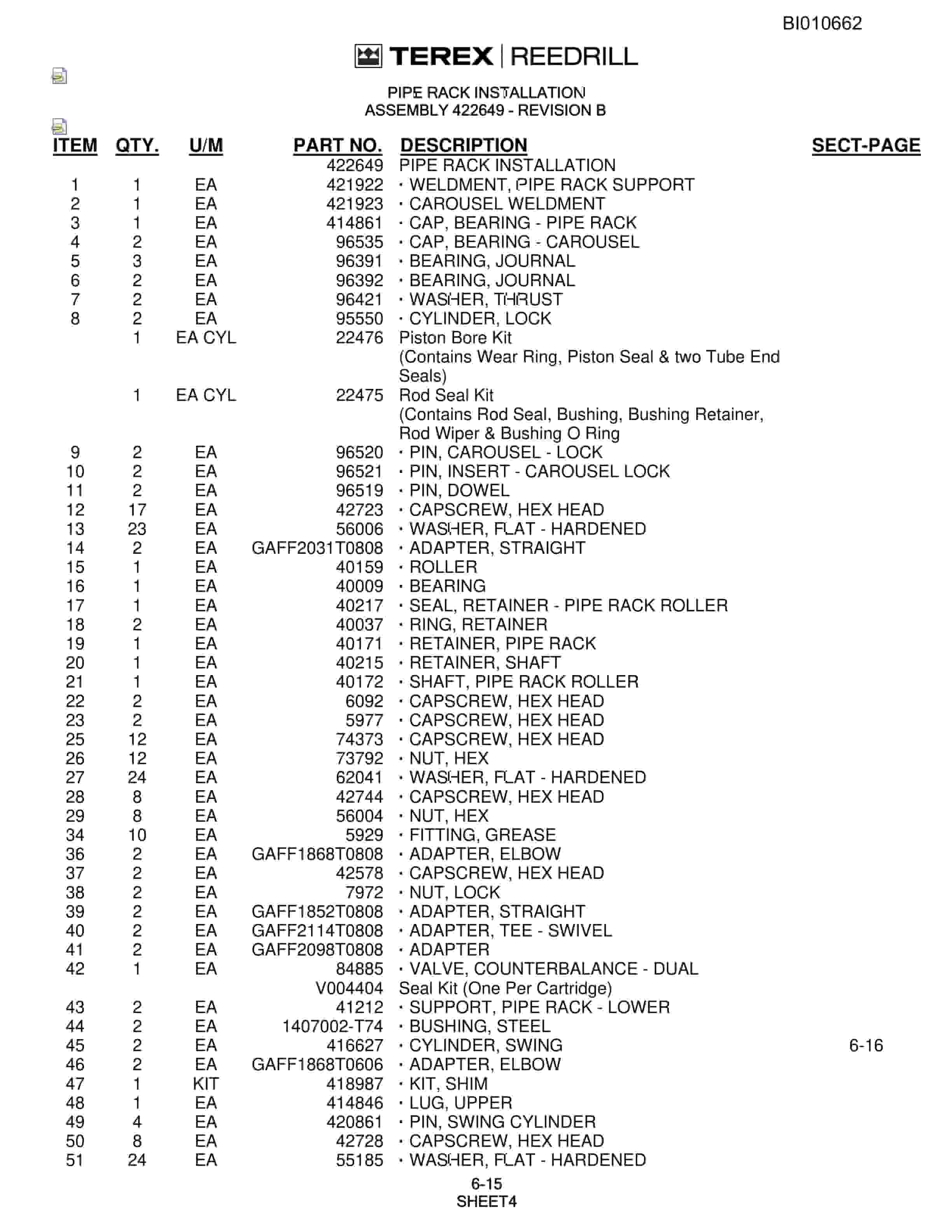 Bucyrus SKS-12 Infinity Blasthole Drill Parts Catalog BI010662-5