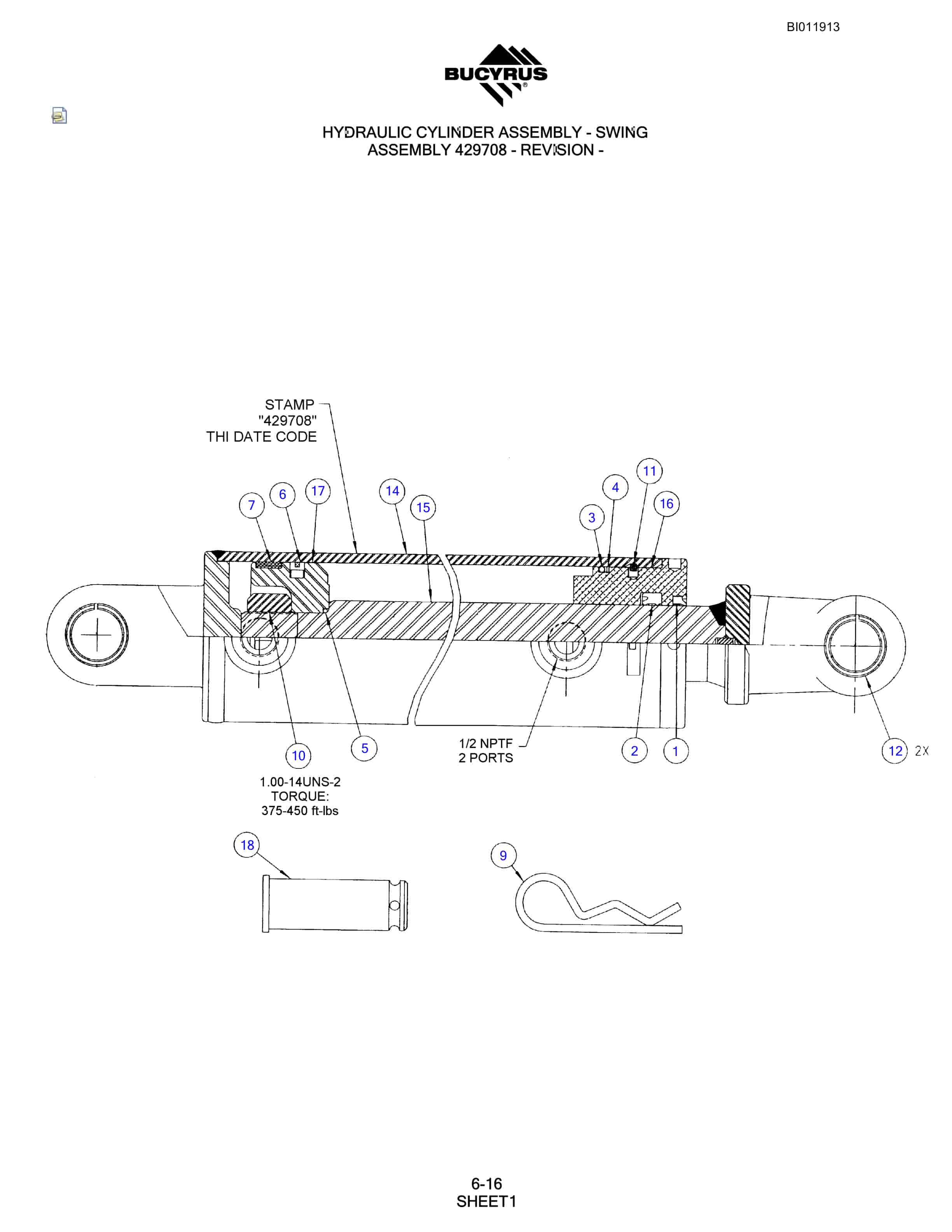 Bucyrus SKS-16 Rotary Blasthole Drill Parts Manual BI011913-3