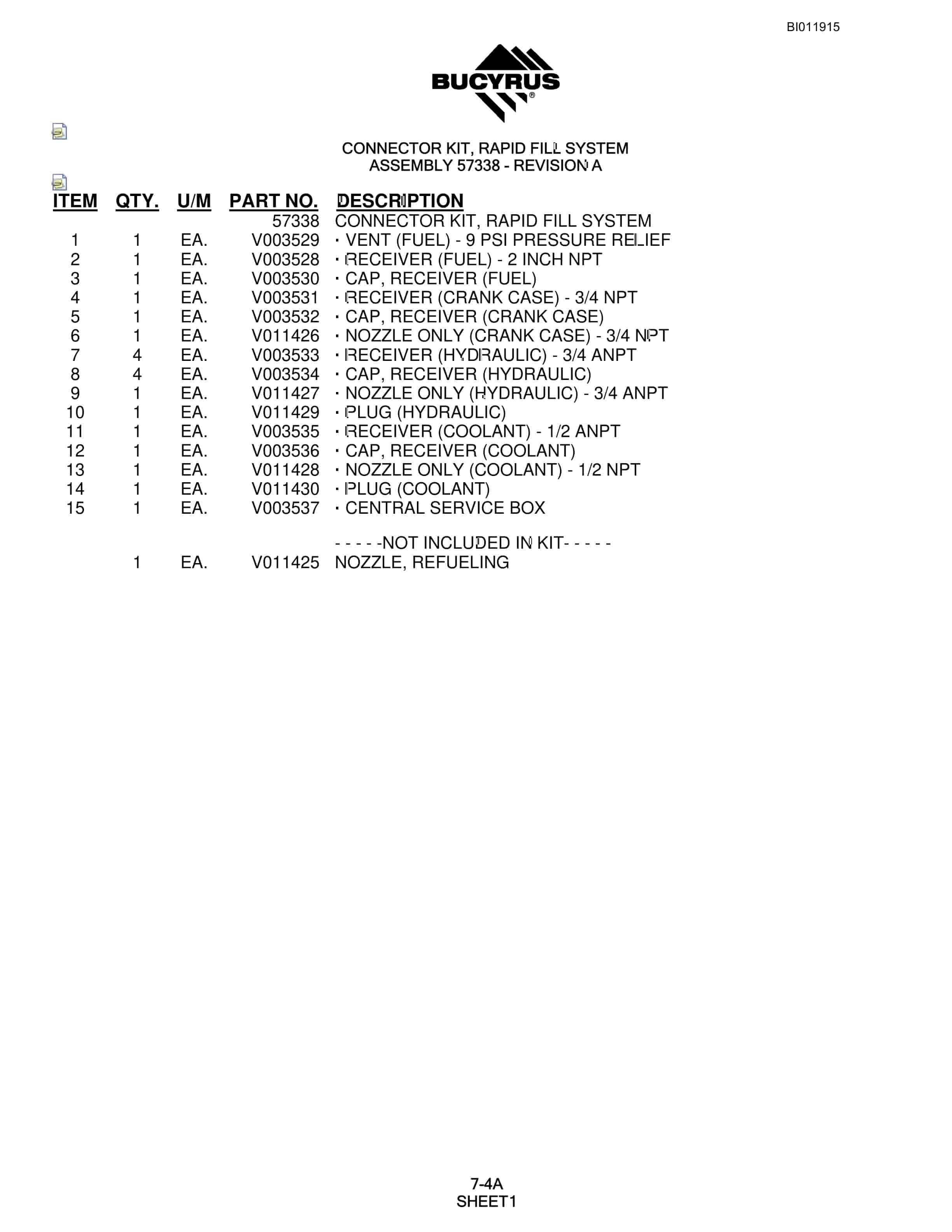 Bucyrus SKS-16 Rotary Blasthole Drill Parts Manual BI011915-4