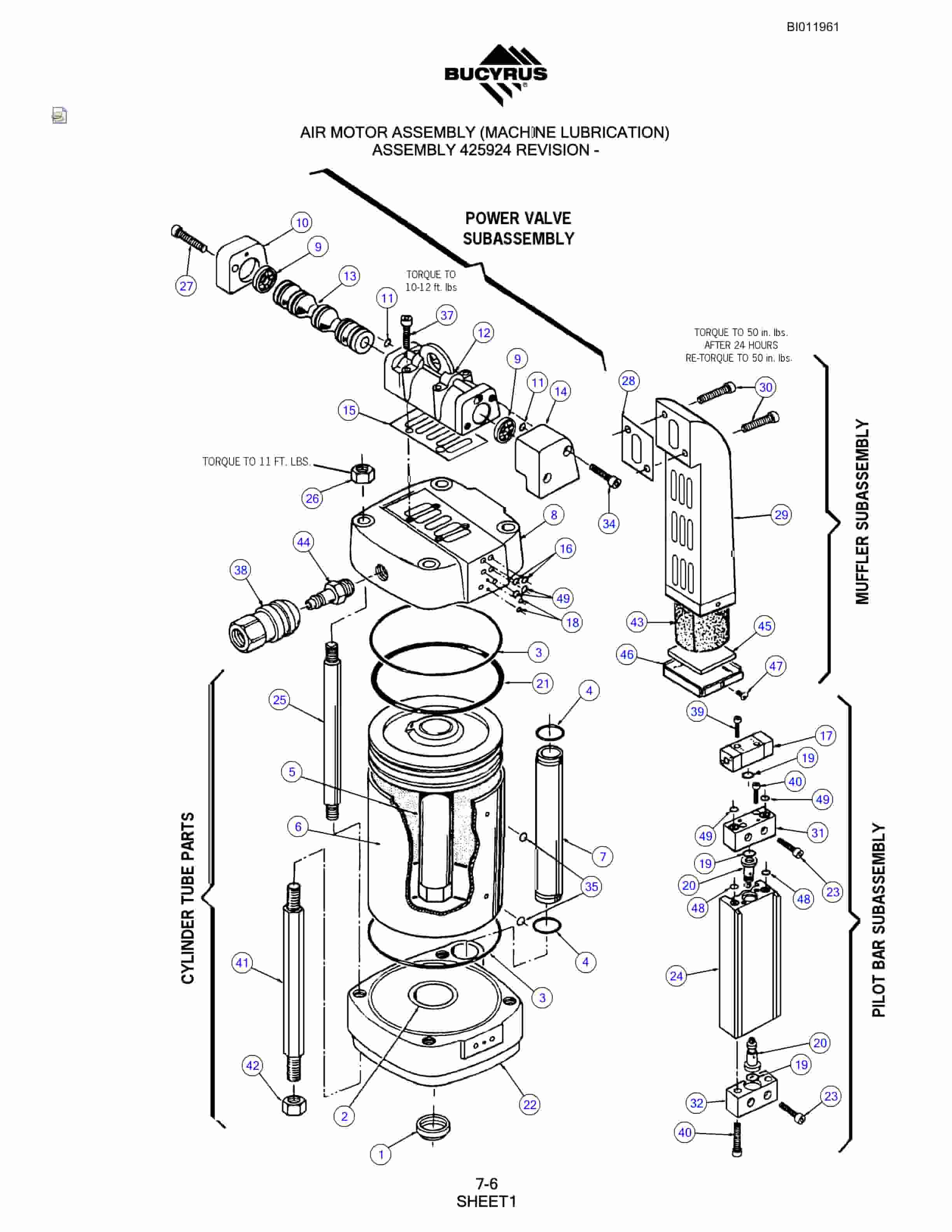 Bucyrus SKS-16 Rotary Blasthole Drill Parts Manual BI011961-5