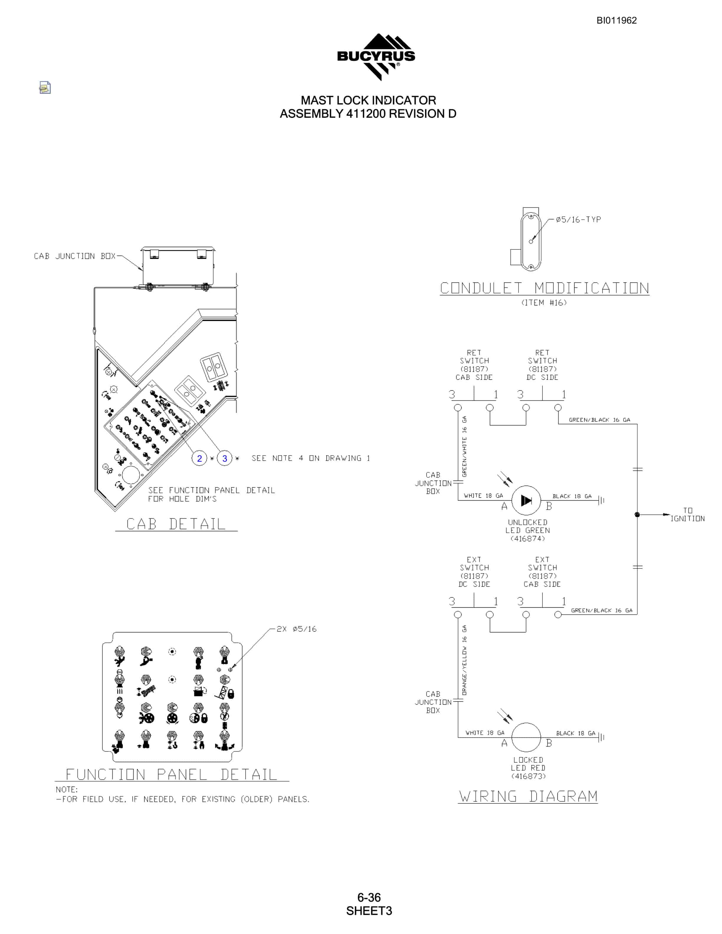 Bucyrus SKS-16 Rotary Blasthole Drill Parts Manual BI011962-4