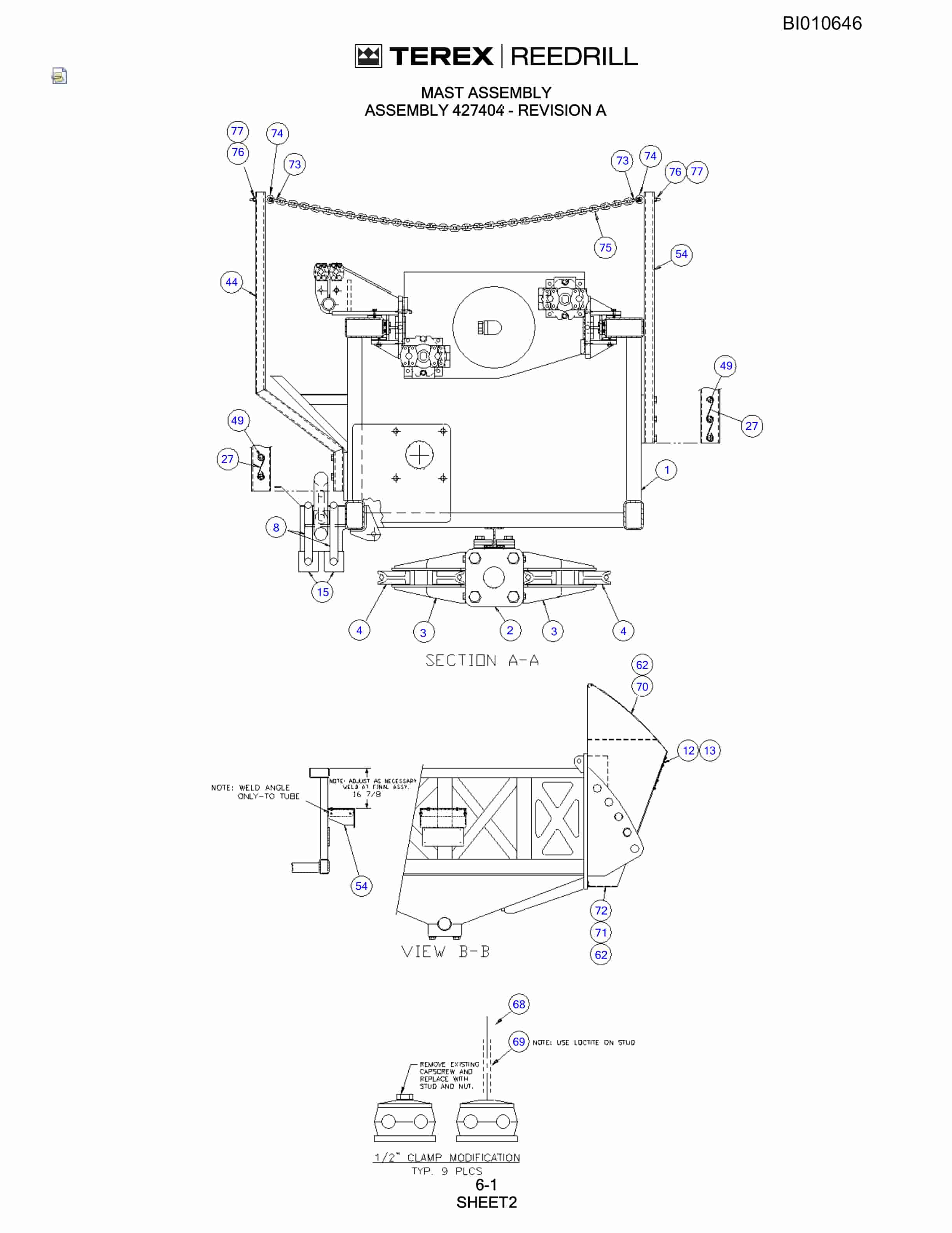 Bucyrus SKS Infinity Blasthole Drill Parts Catalog BI010646-2