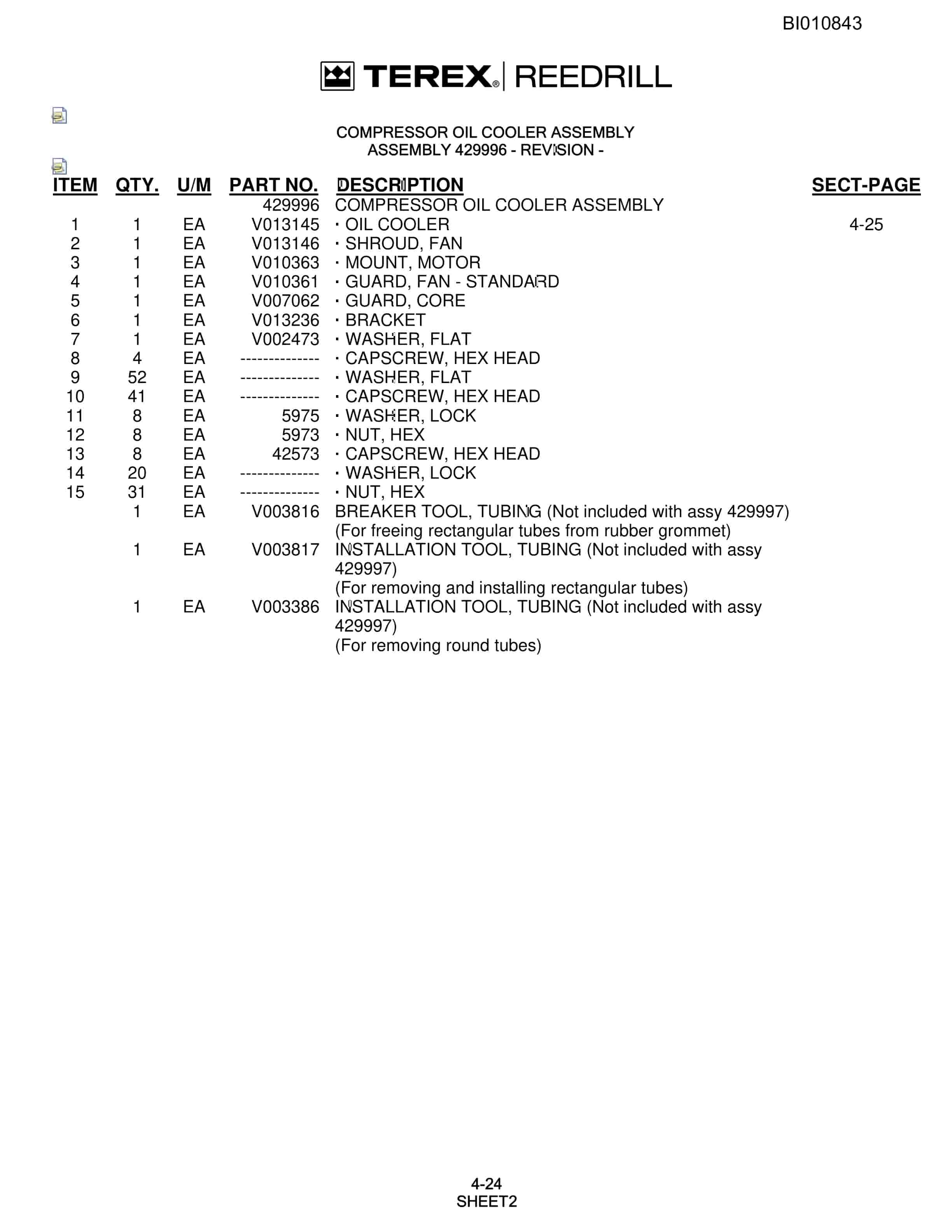 Bucyrus SKS Infinity Blasthole Drill Parts Catalog BI010843-2