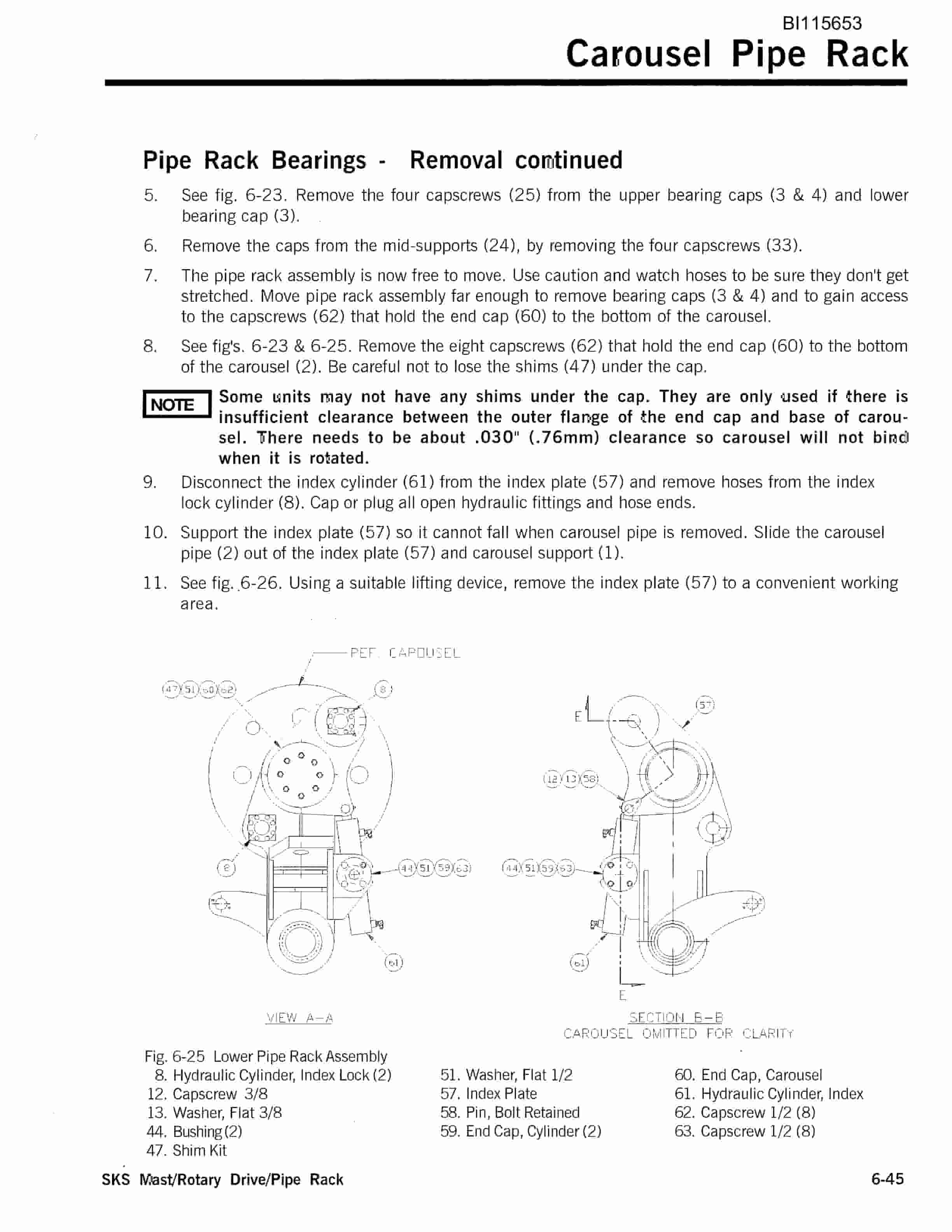 Bucyrus SKS Infinity Blasthole Drill Parts Catalog BI115653-3