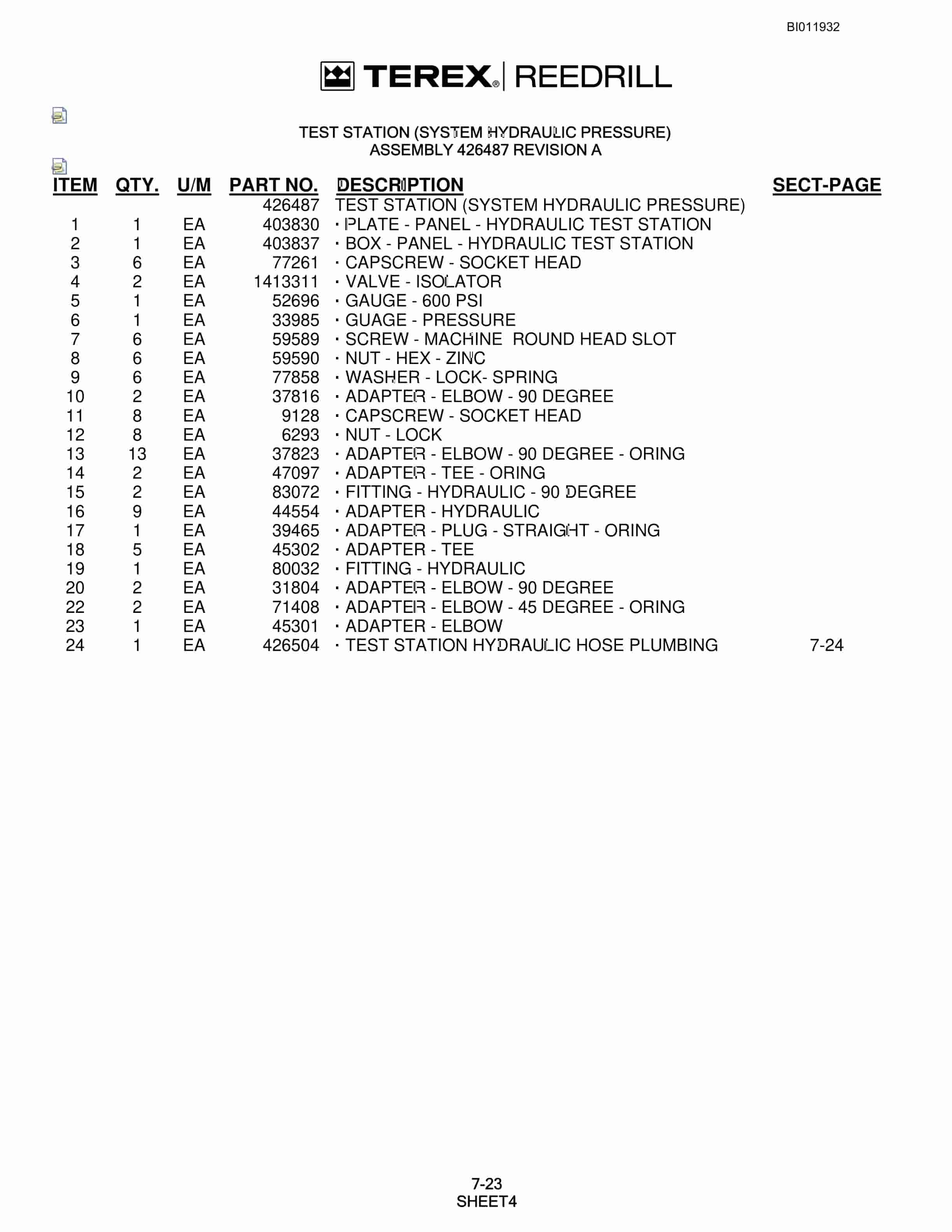 Bucyrus SKS Infinity Blasthole Drill Parts Manual BI011932-5