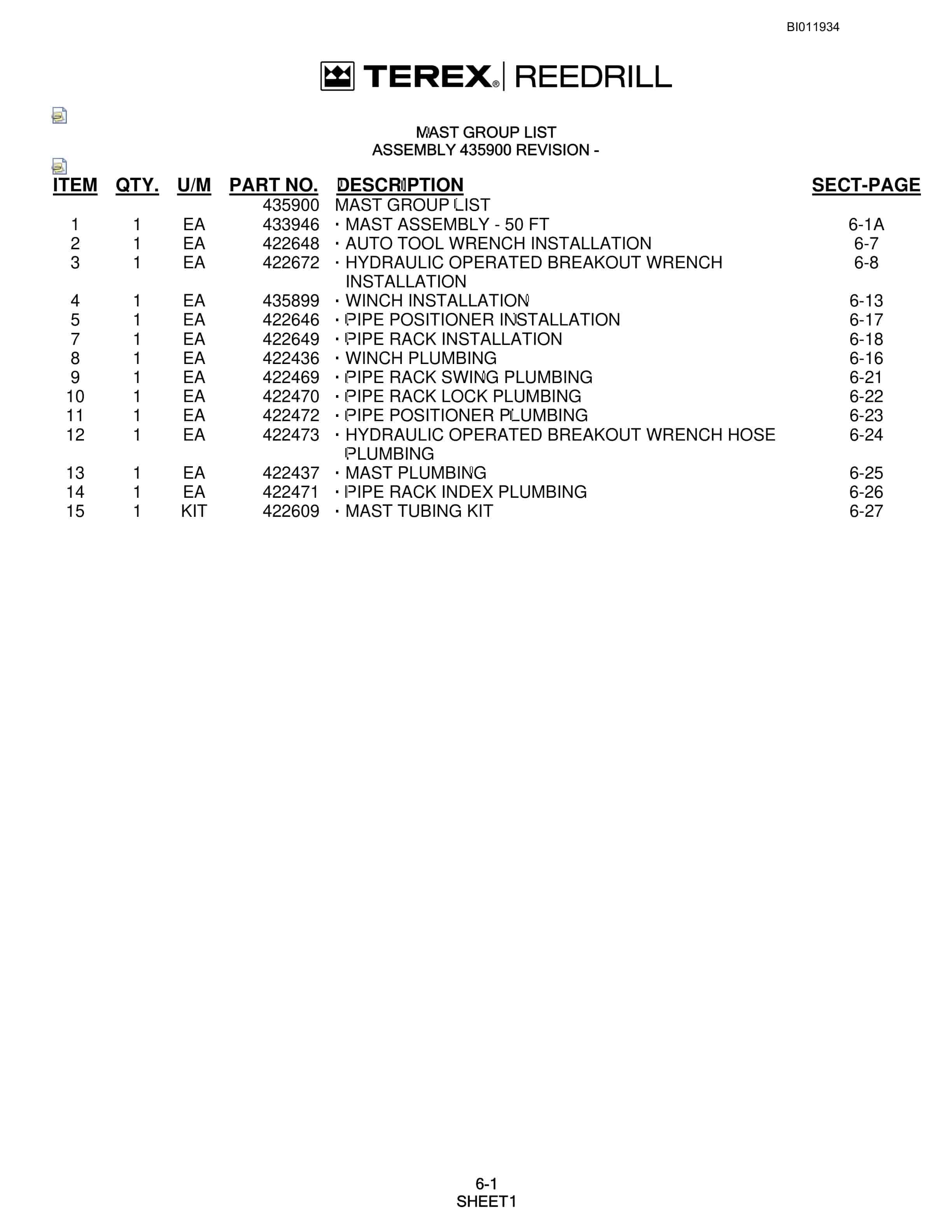 Bucyrus SKS Infinity Blasthole Drill Technical Manual BI011934-3