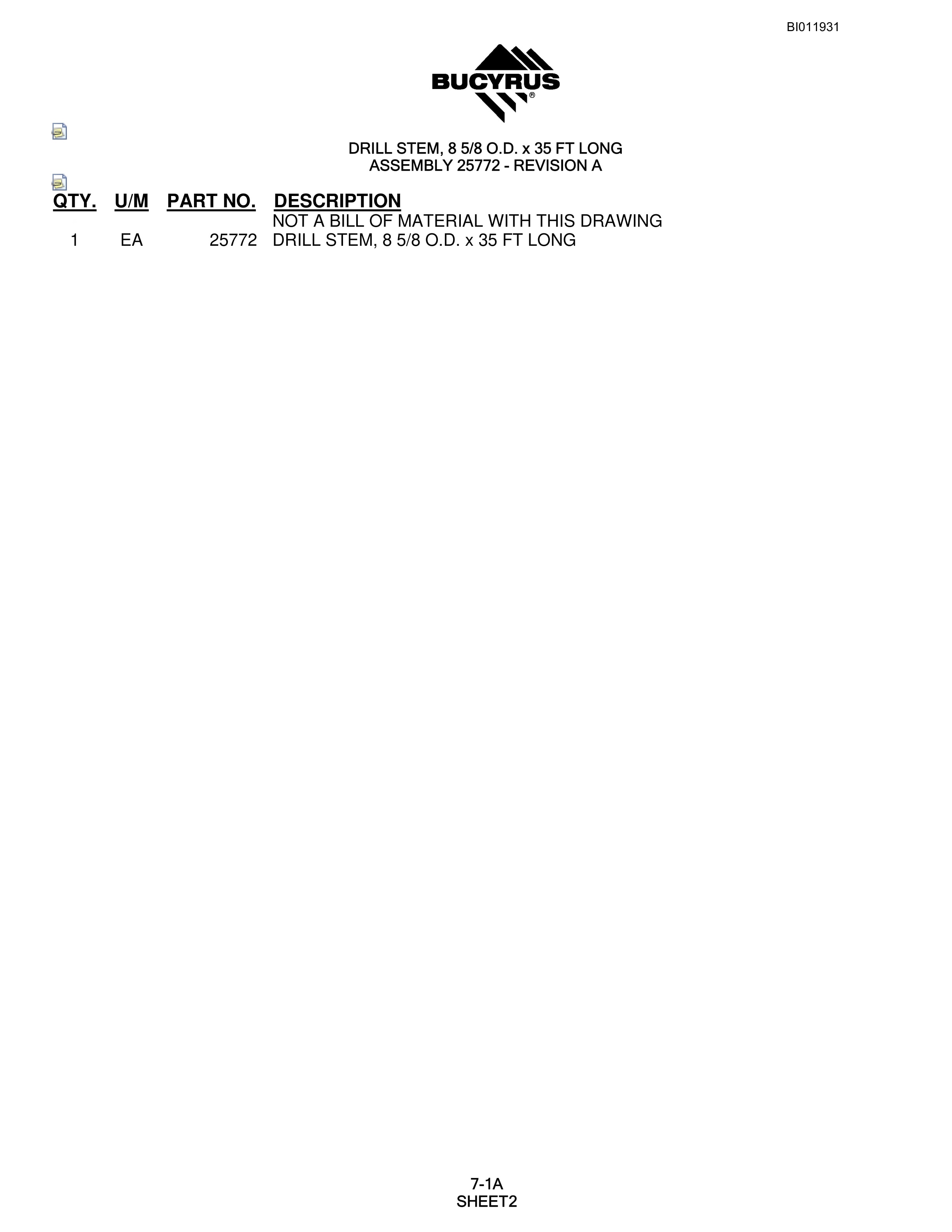Bucyrus SKS Rotary Blasthole Drill Parts Manual BI011931-3