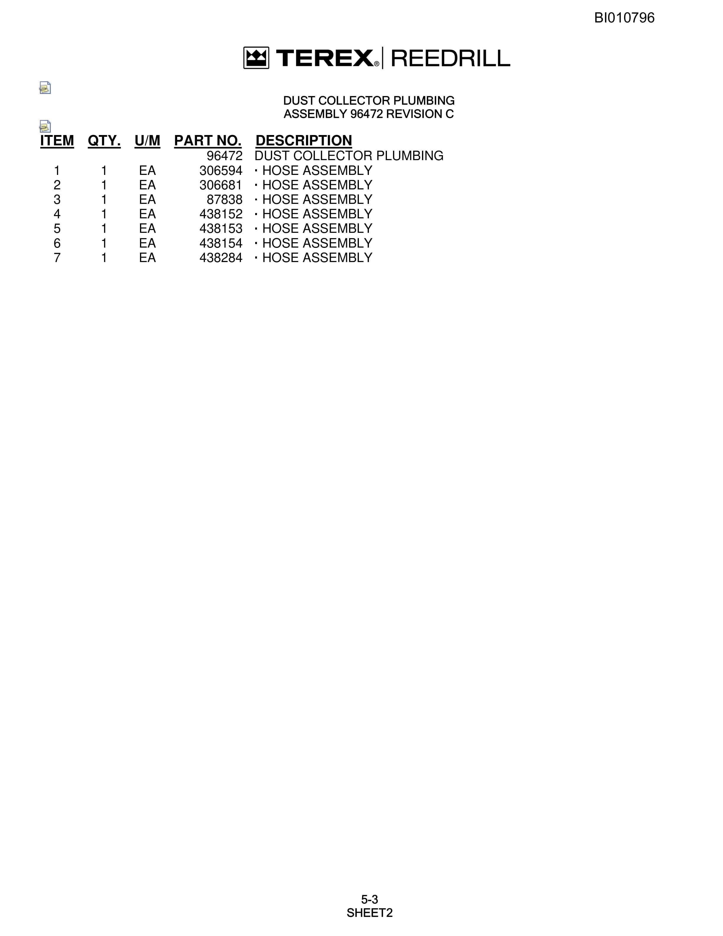 Bucyrus SKS-W Infinity Blasthole Drill Parts Catalog BI010796-2