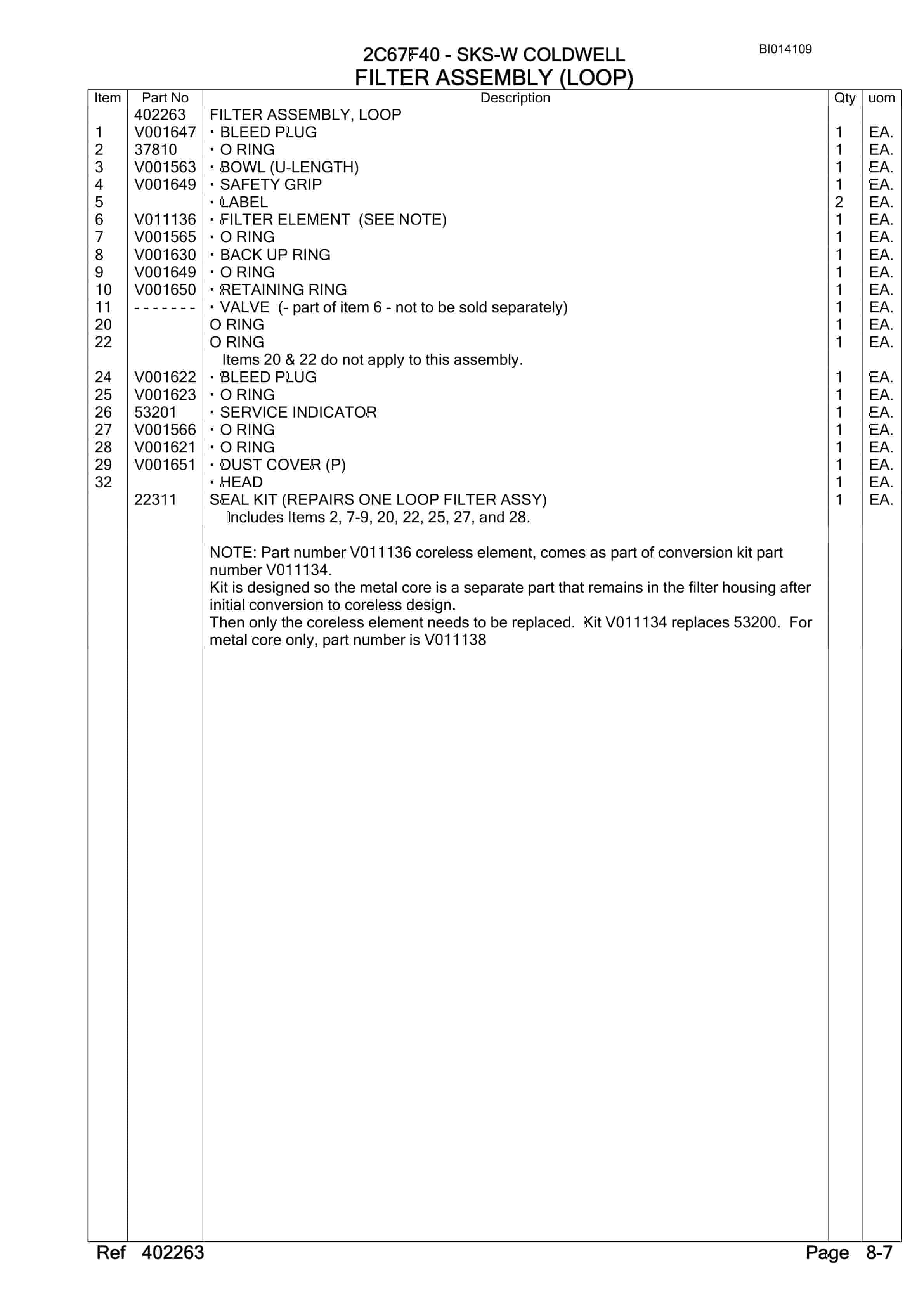 Bucyrus SKS-W Infinity Blasthole Drill Parts Manual BI014109-3