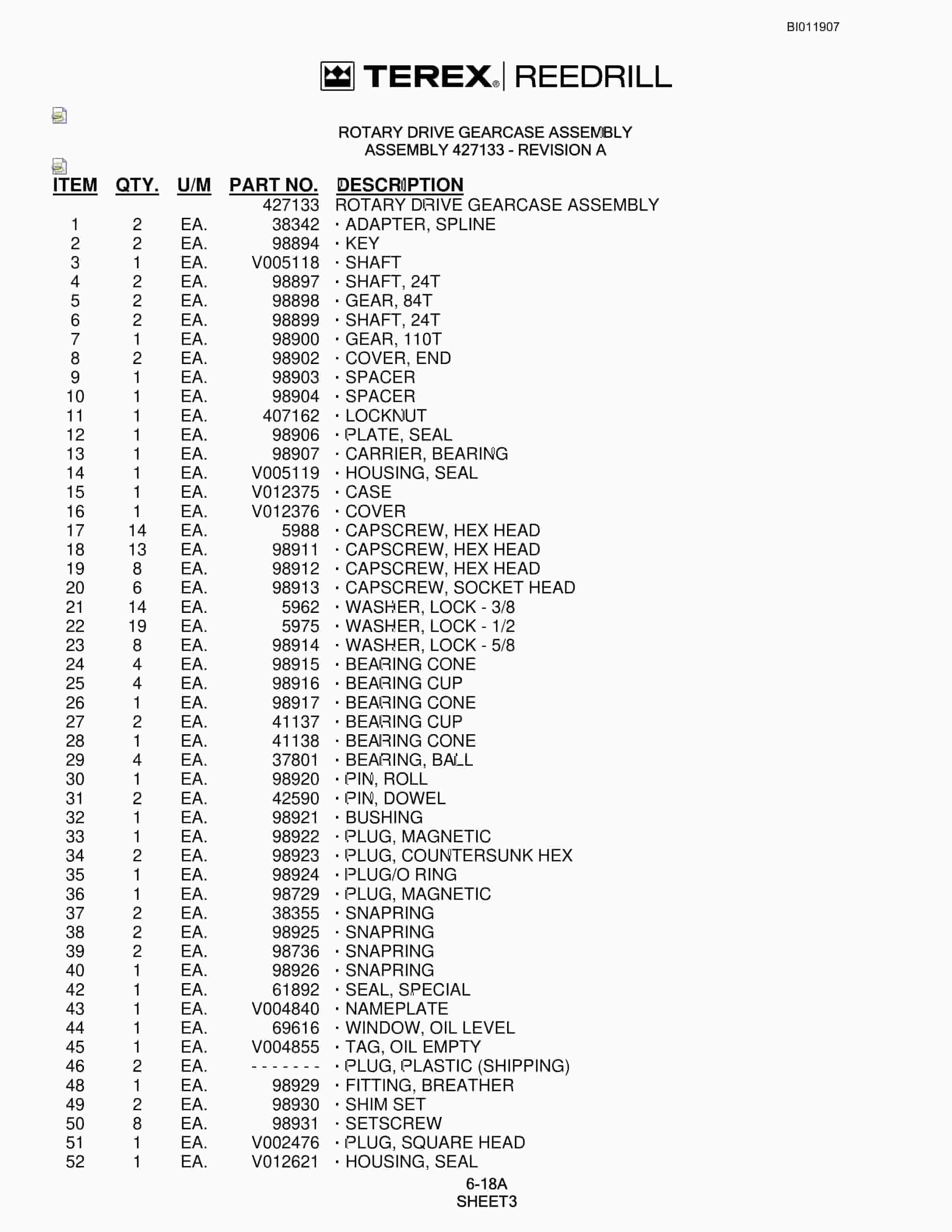 Bucyrus SKS-W Infinity Blasthole Drill Technical Manual BI011907-3