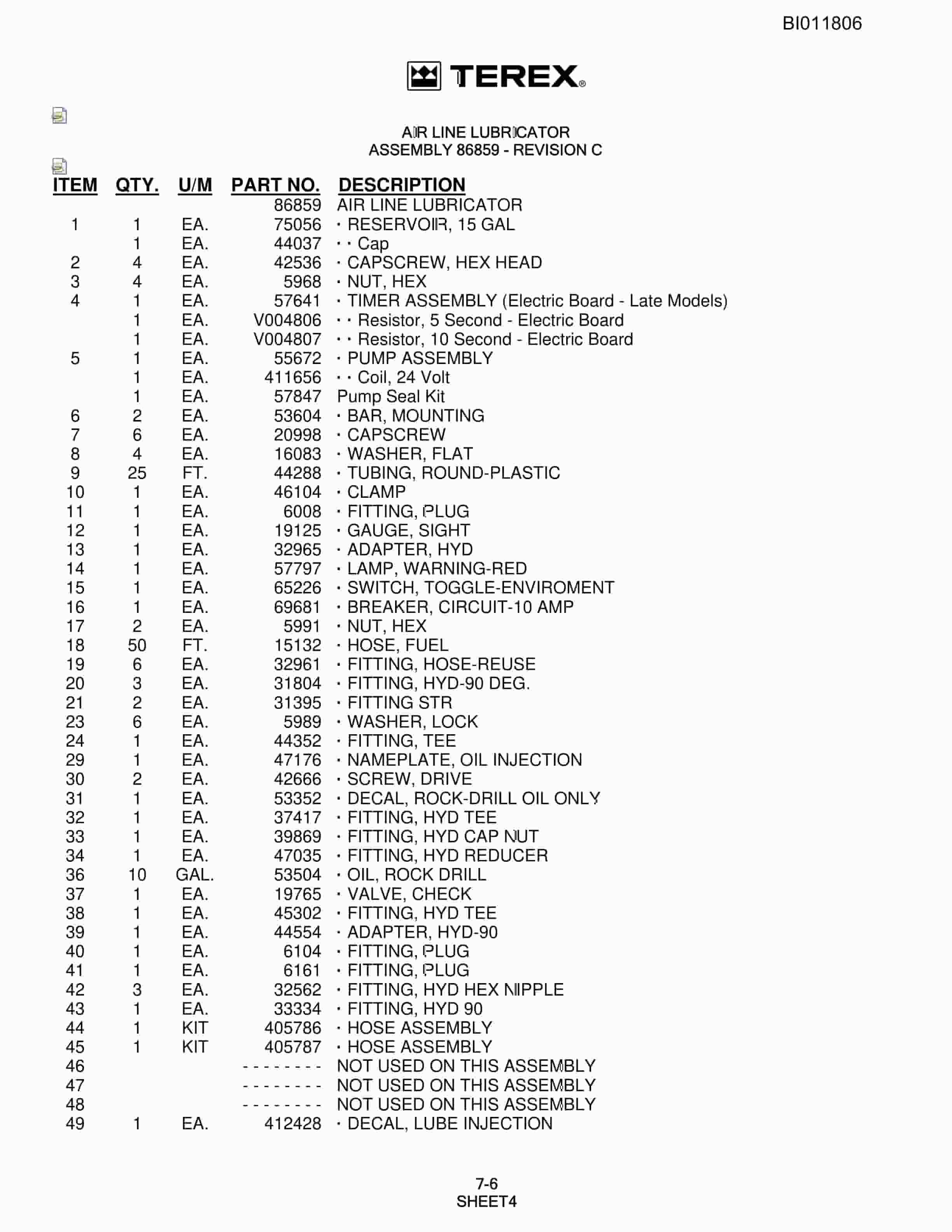 Bucyrus SKS-W Rotary Blasthole Drill Parts Catalog BI011806-4