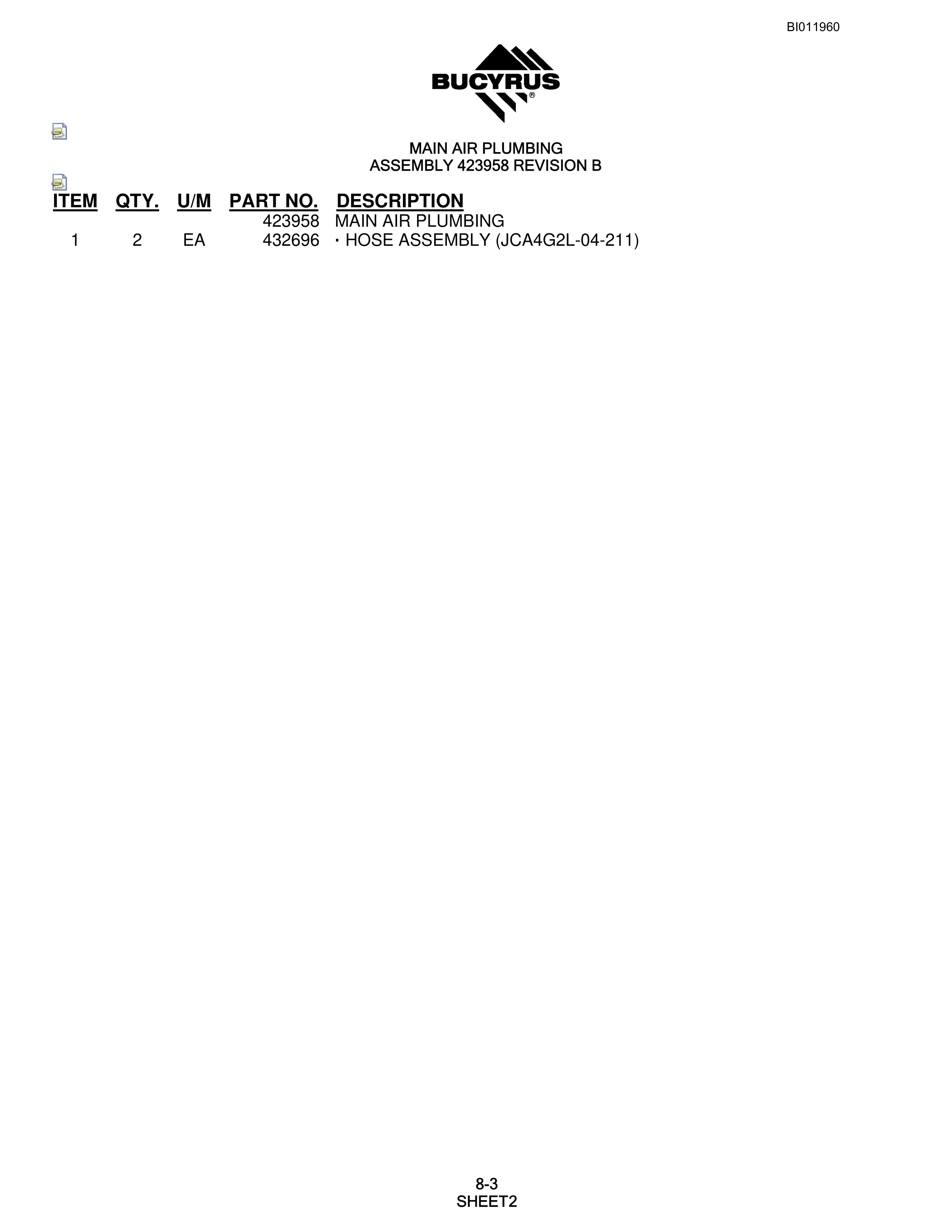 Bucyrus SKS-W Rotary Blasthole Drill Parts Manual BI011960-5