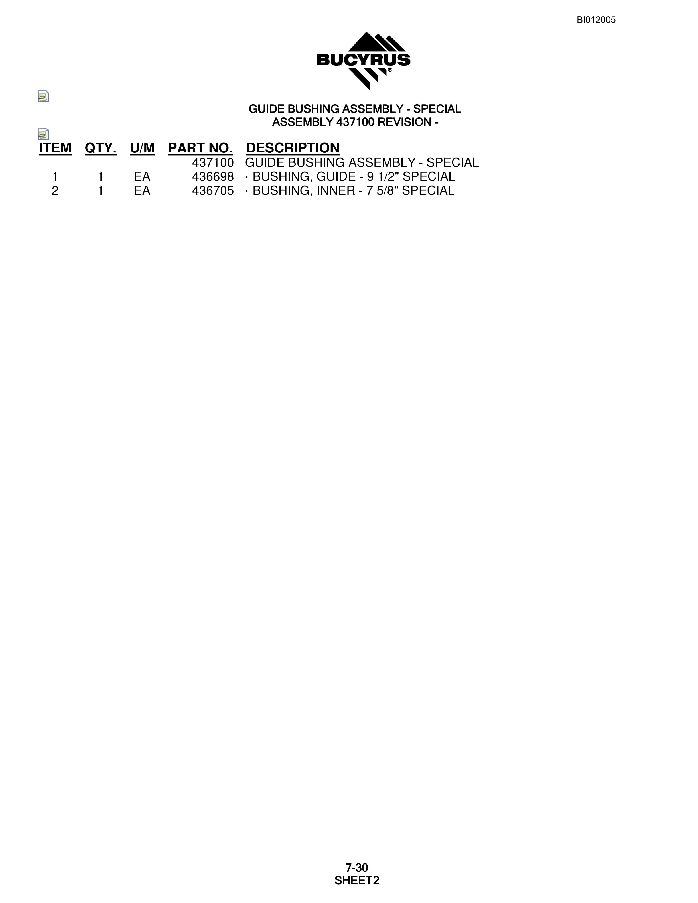 Bucyrus SKS-W Rotary Blasthole Drill Parts Manual BI012005-5