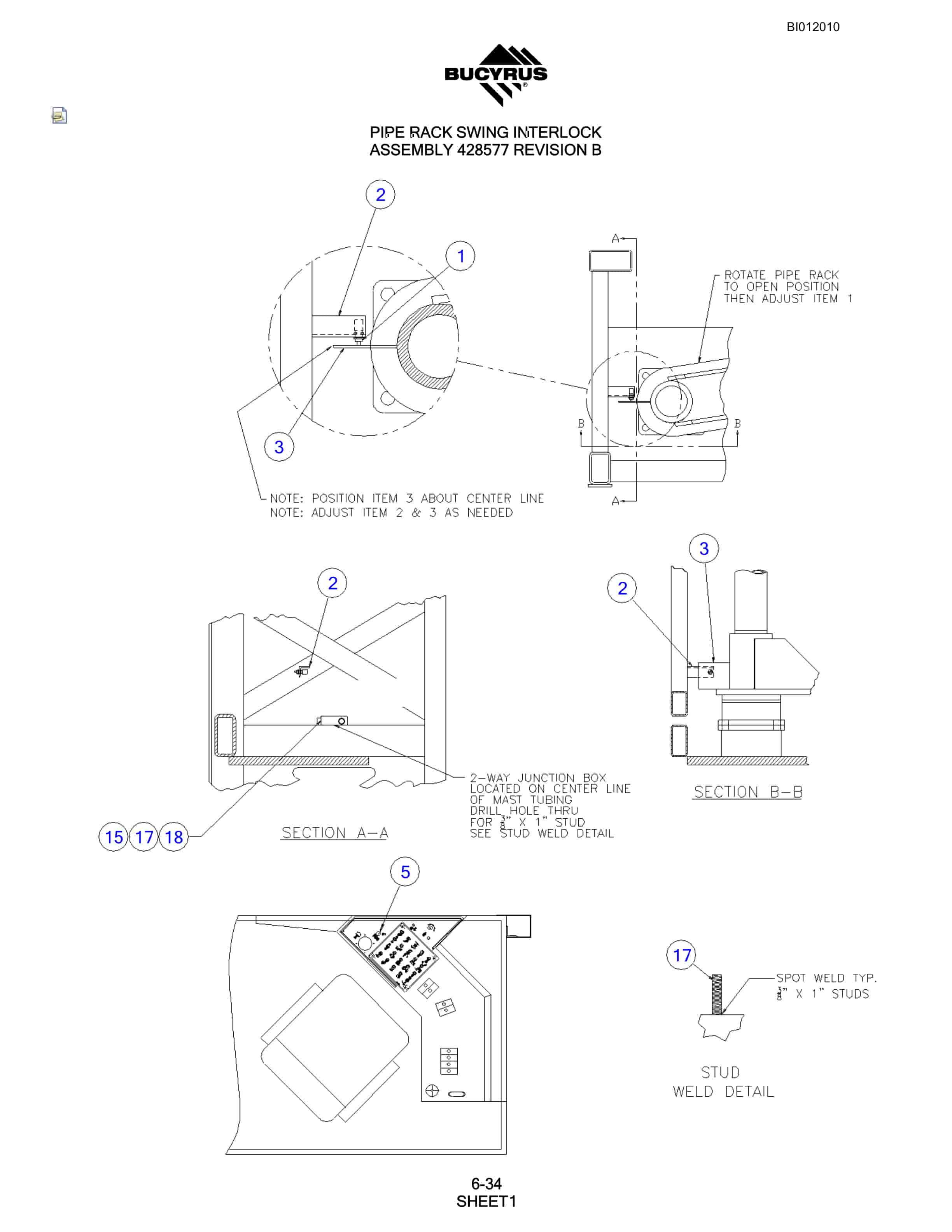 Bucyrus SKS-W Rotary Blasthole Drill Parts Manual BI012010-3