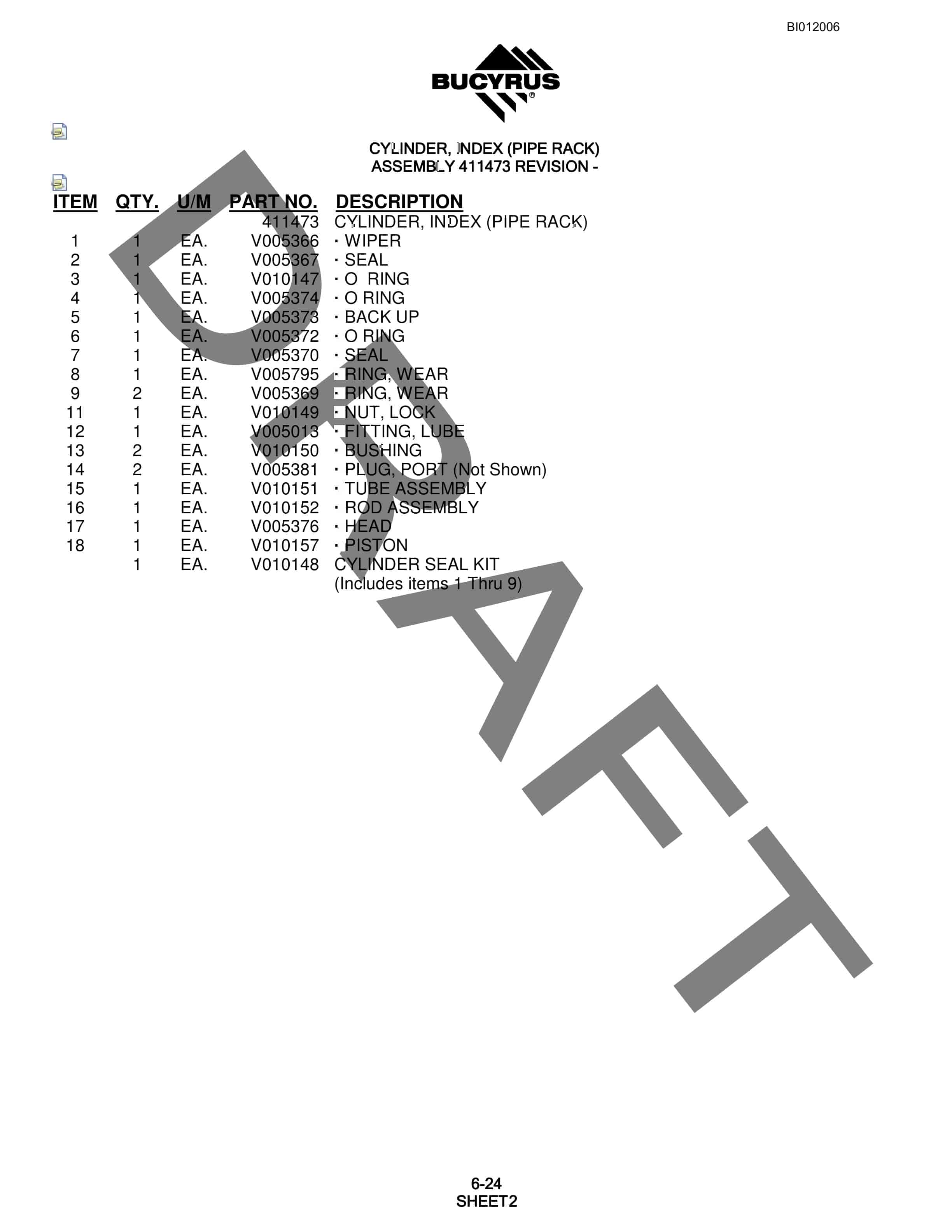 Bucyrus SKS13 Rotary Blasthole Drill Parts Manual BI012006-3