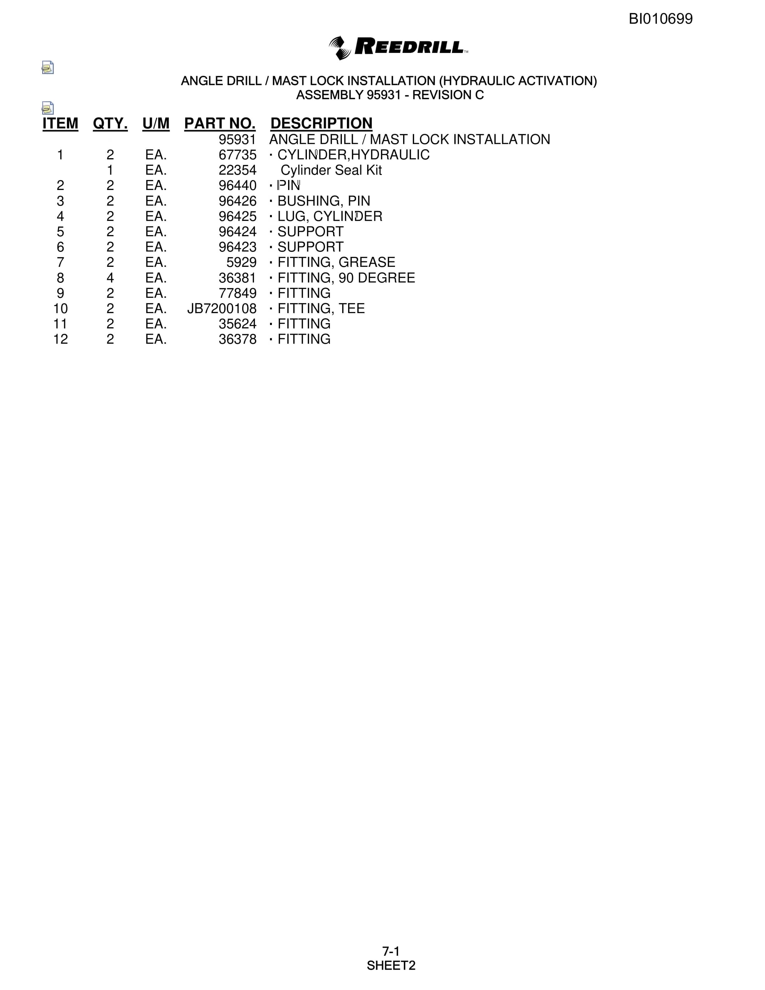 Bucyrus SKSS-12 Rotary Blasthole Drill Parts Catalog BI010699-5