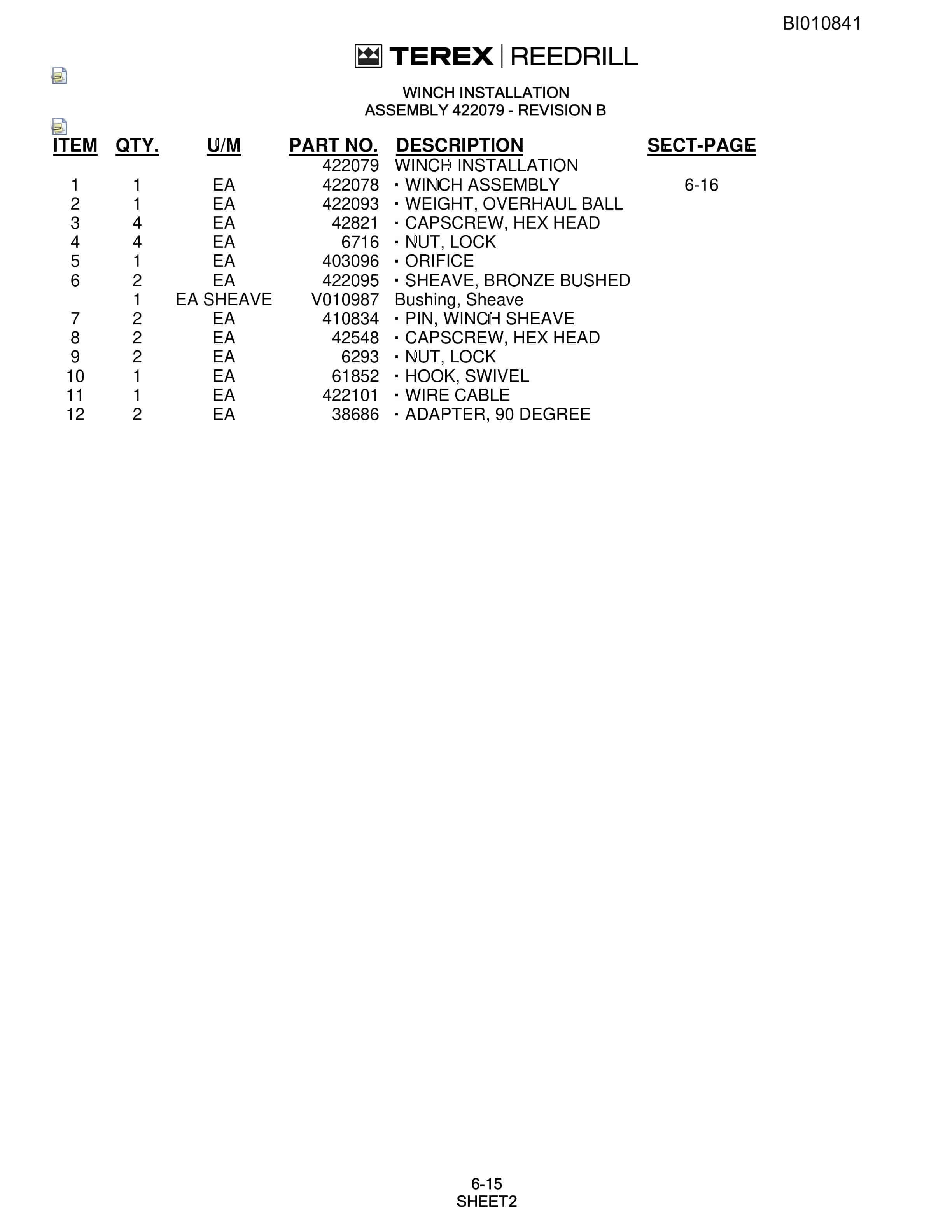 Bucyrus SKSS-12 Rotary Blasthole Drill Parts Catalog BI010841-4
