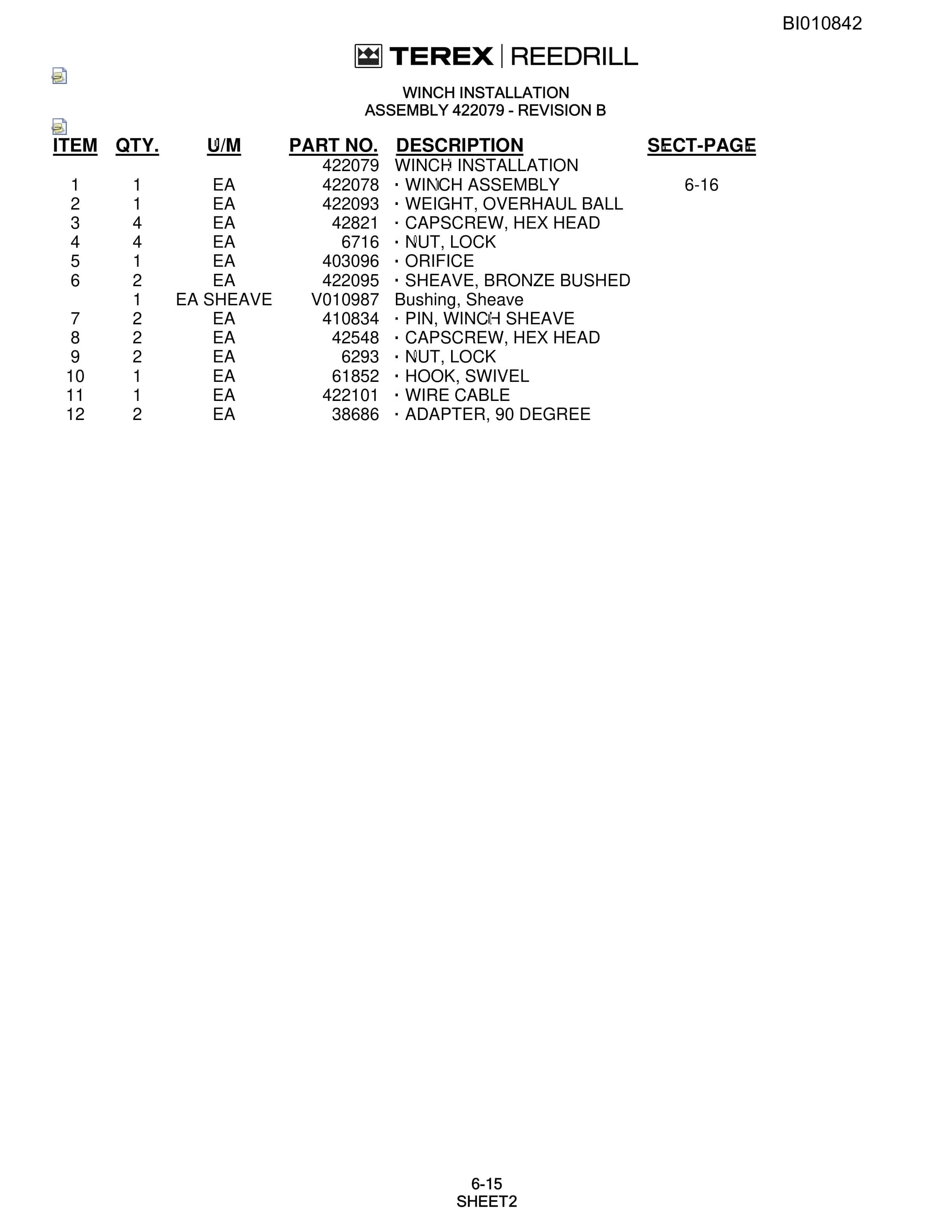 Bucyrus SKSS-12 Rotary Blasthole Drill Parts Catalog BI010842-4