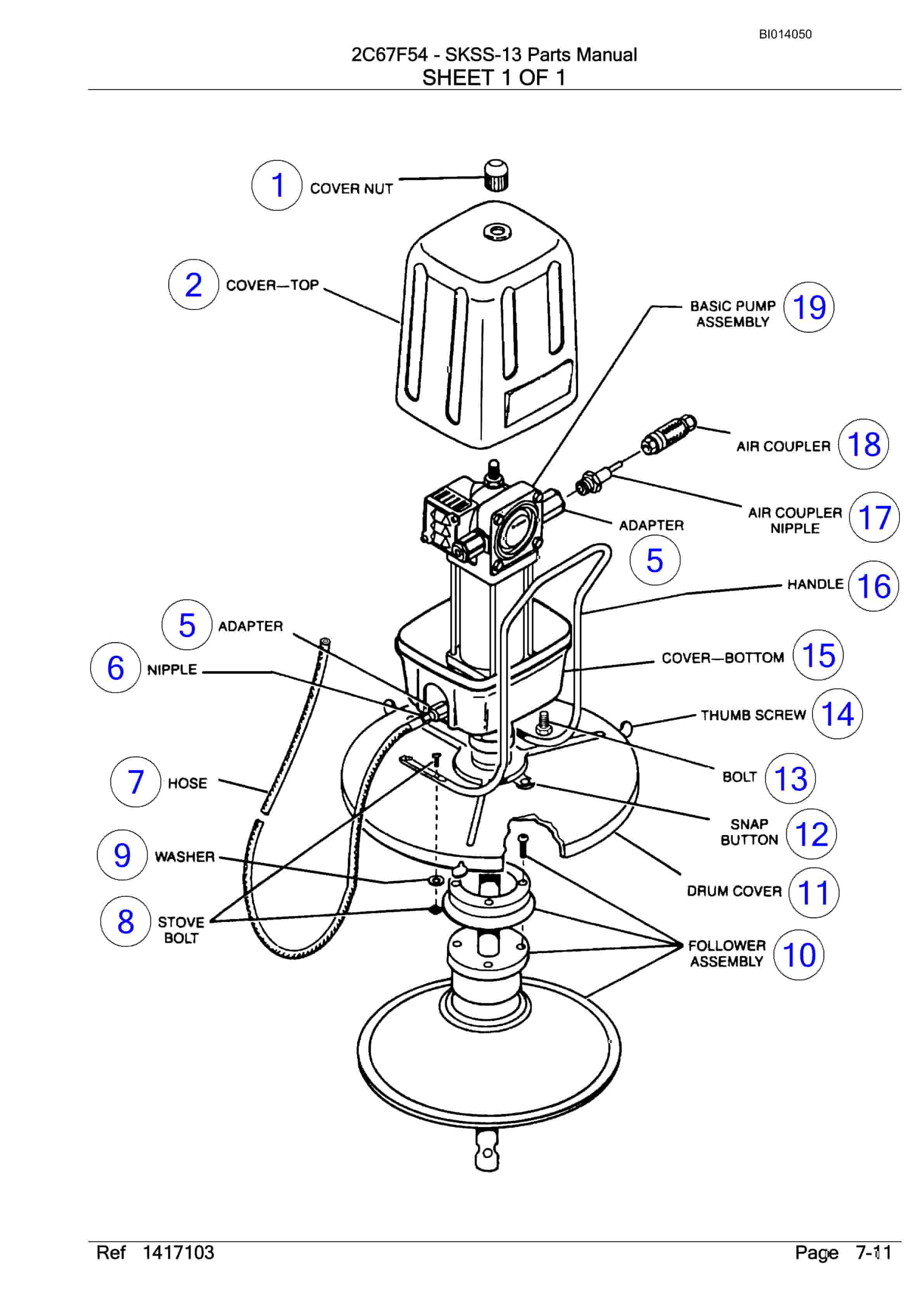 Bucyrus SKSS-13 Rotary Blasthole Drill Parts Manual BI014050-3