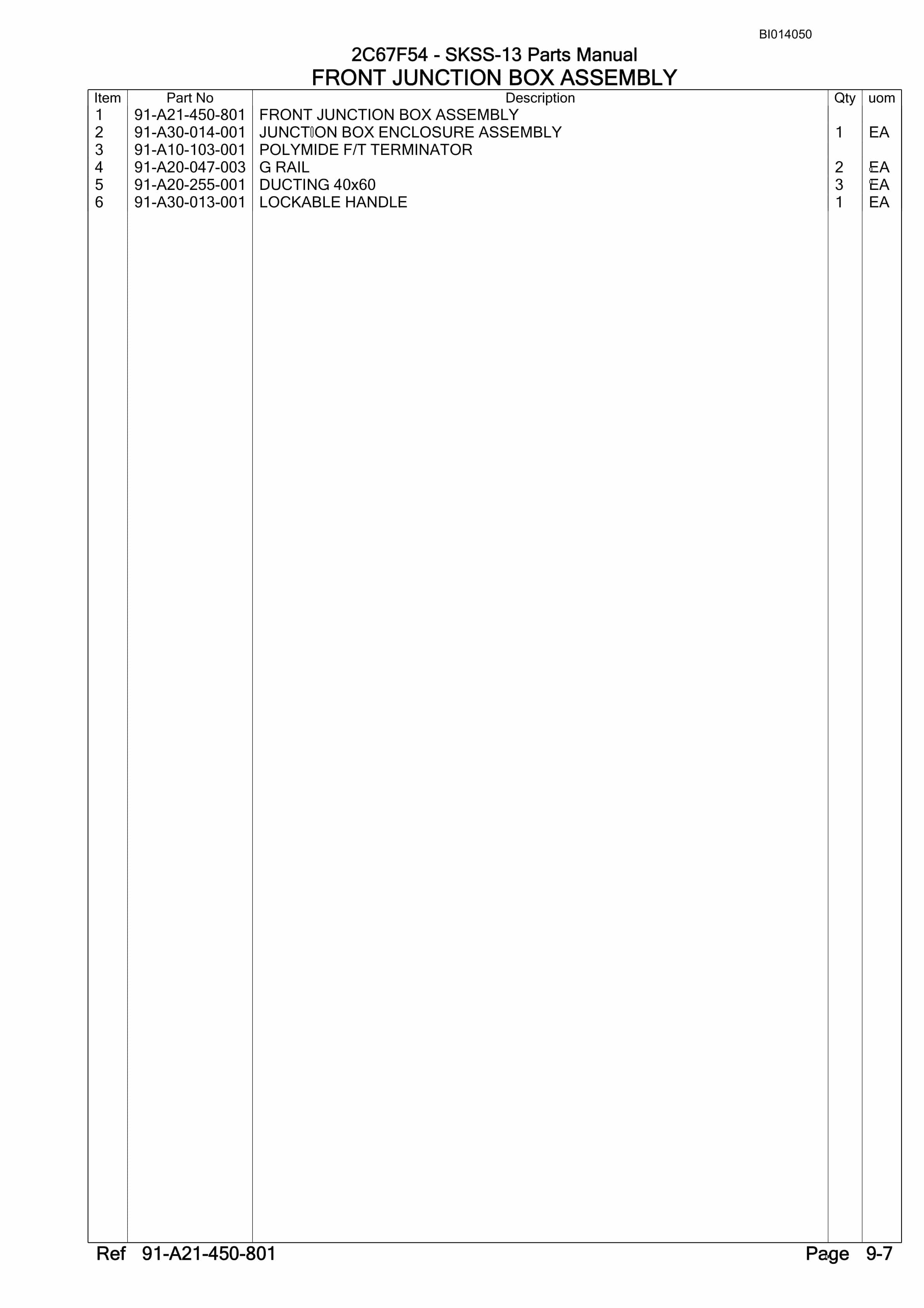 Bucyrus SKSS-13 Rotary Blasthole Drill Parts Manual BI014050-5
