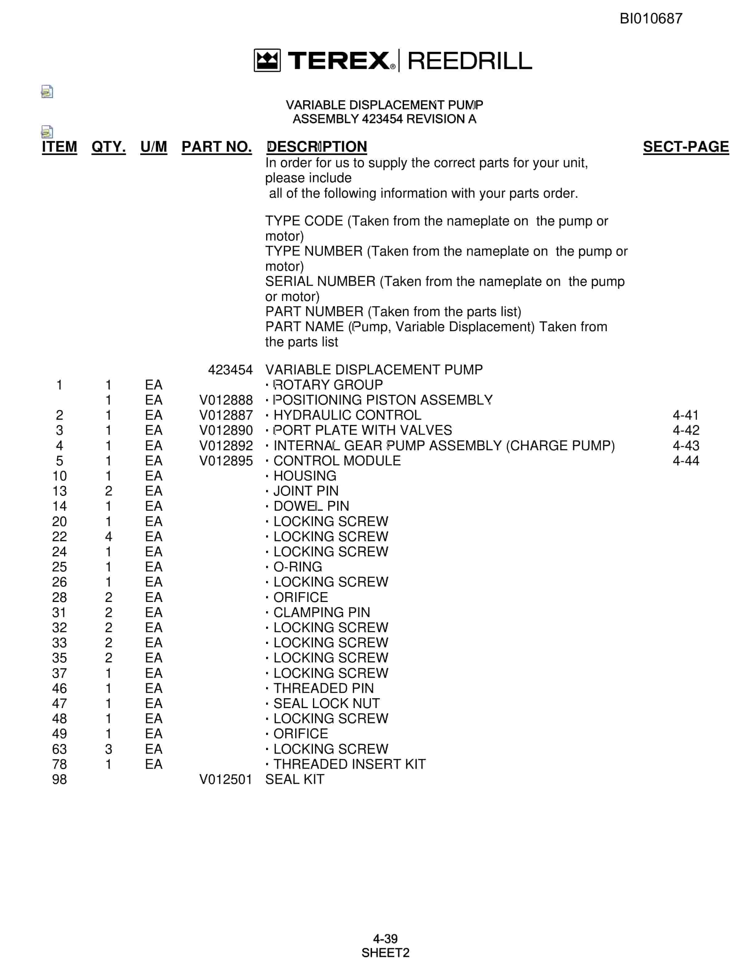 Bucyrus SKSS-16 Infinity Blasthole Drill Parts Catalog BI010687-2