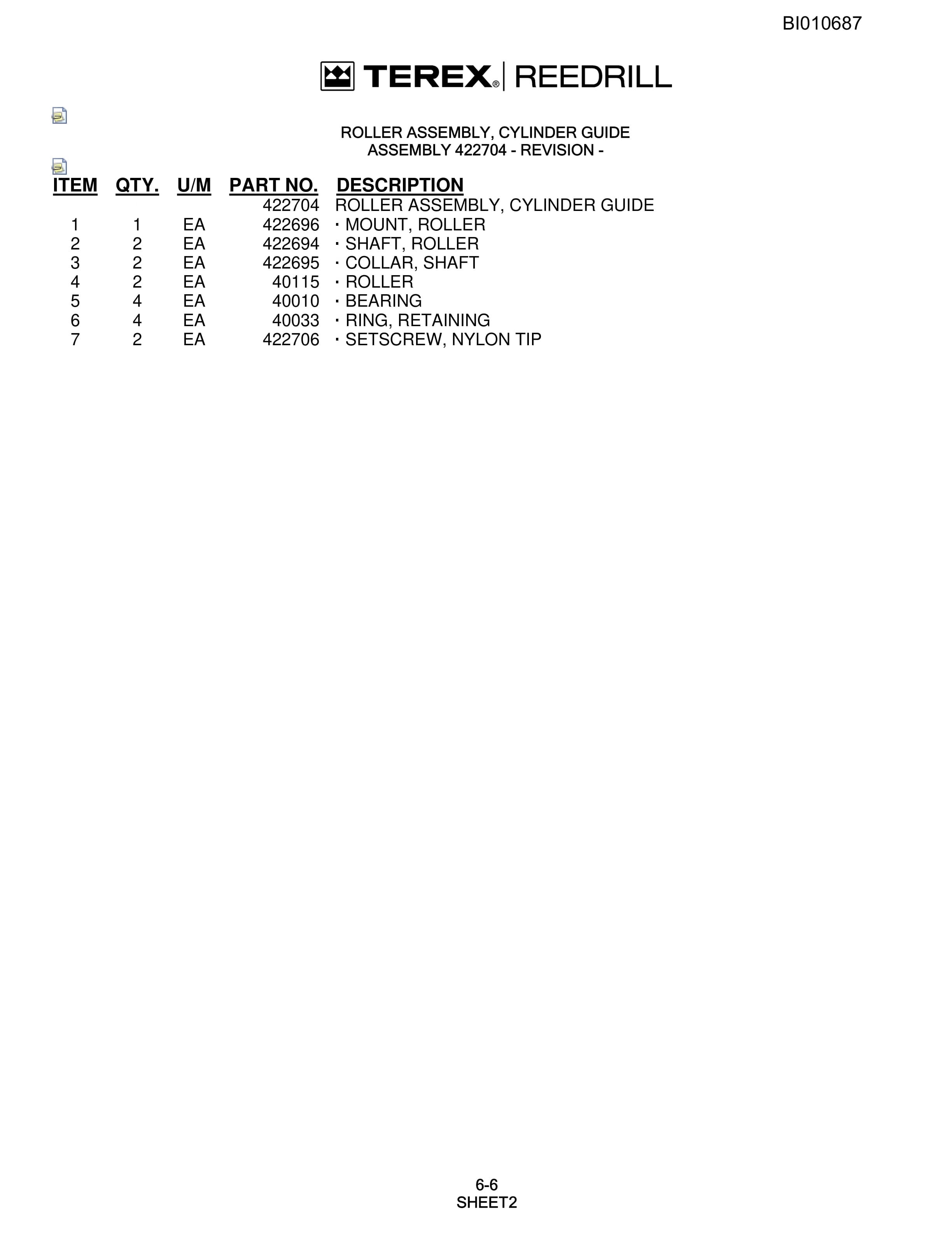 Bucyrus SKSS-16 Infinity Blasthole Drill Parts Catalog BI010687-3