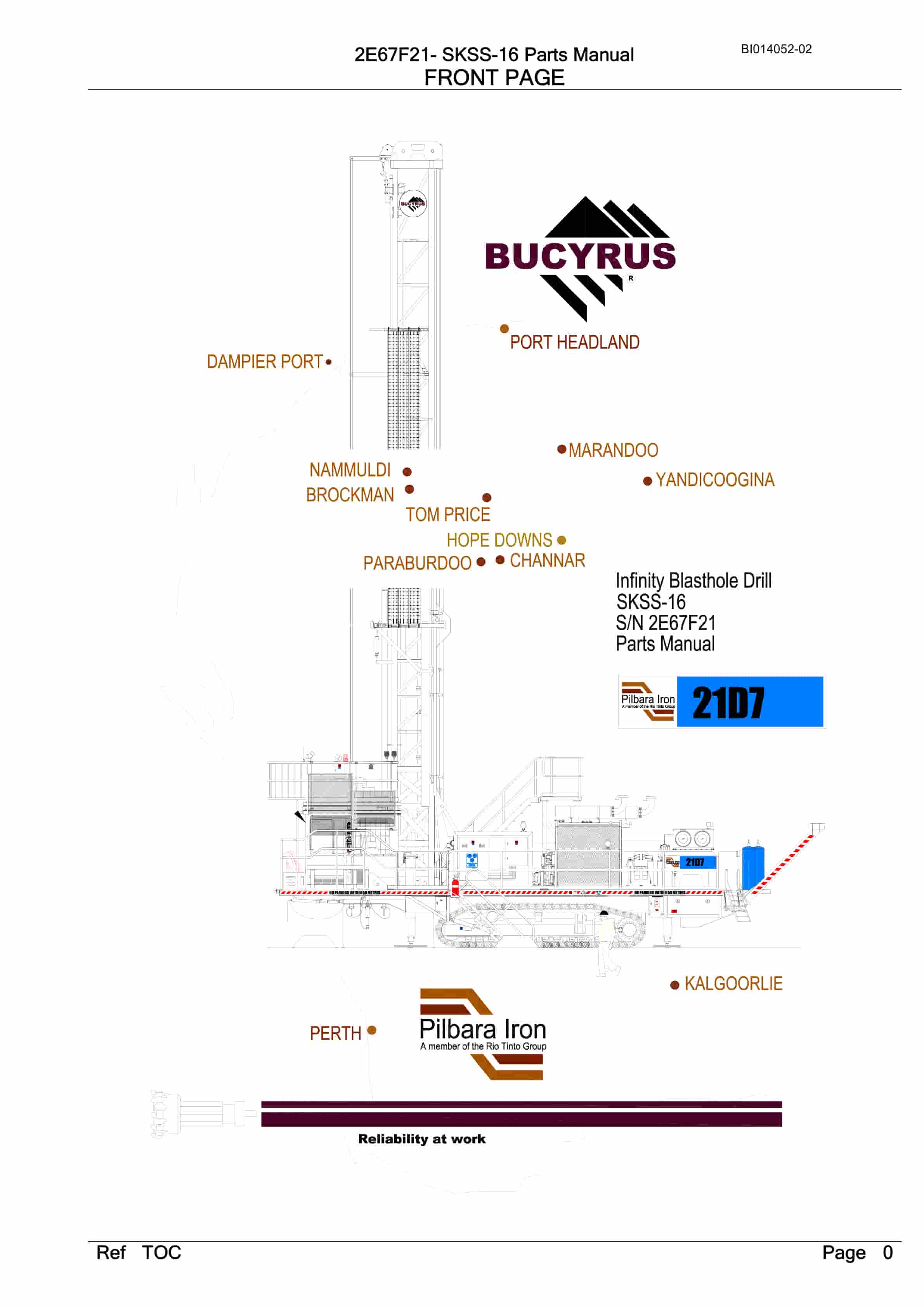 Bucyrus SKSS-16 Infinity Blasthole Drill Parts Manual BI014052-02
