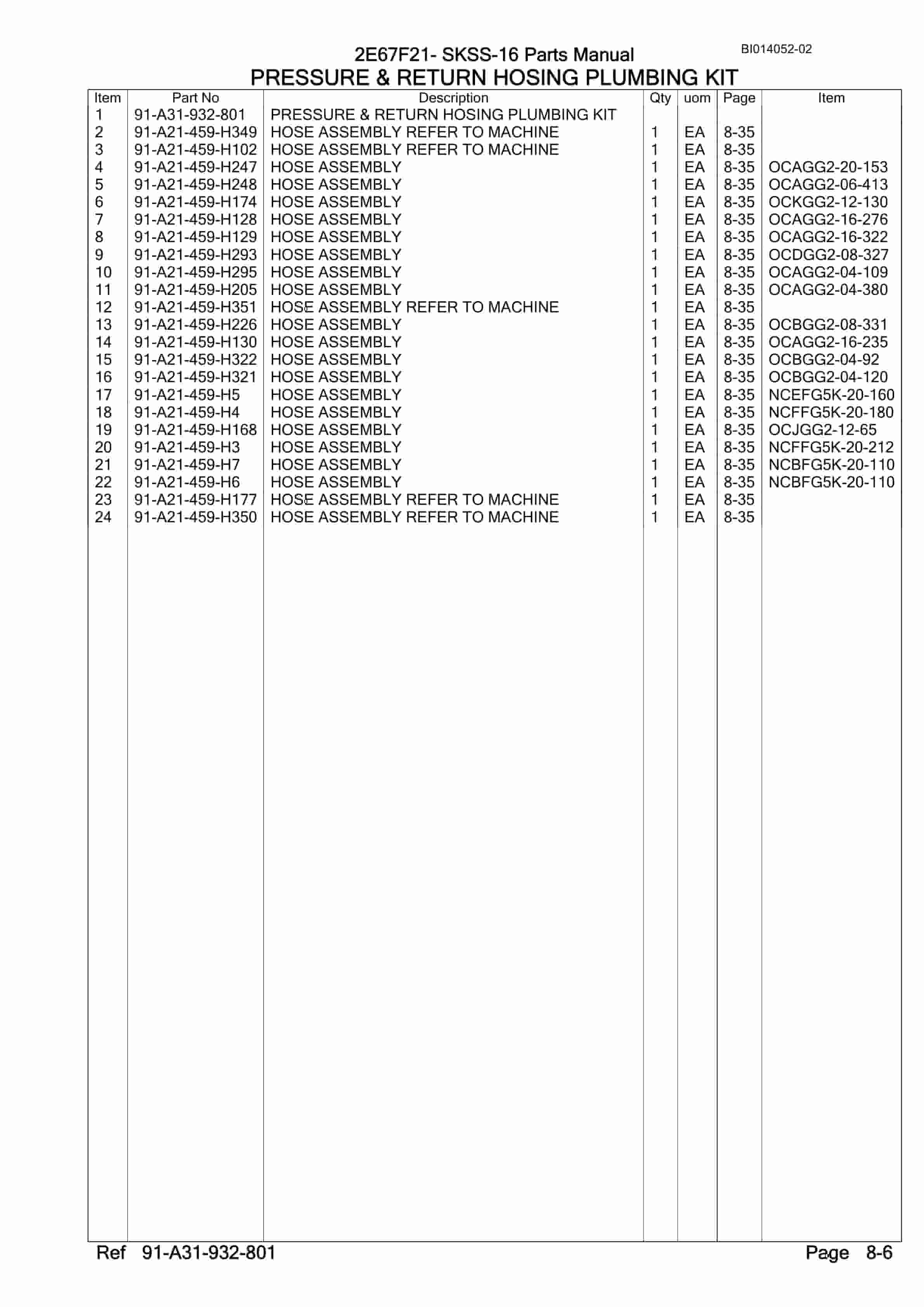 Bucyrus SKSS-16 Infinity Blasthole Drill Parts Manual BI014052-02-3