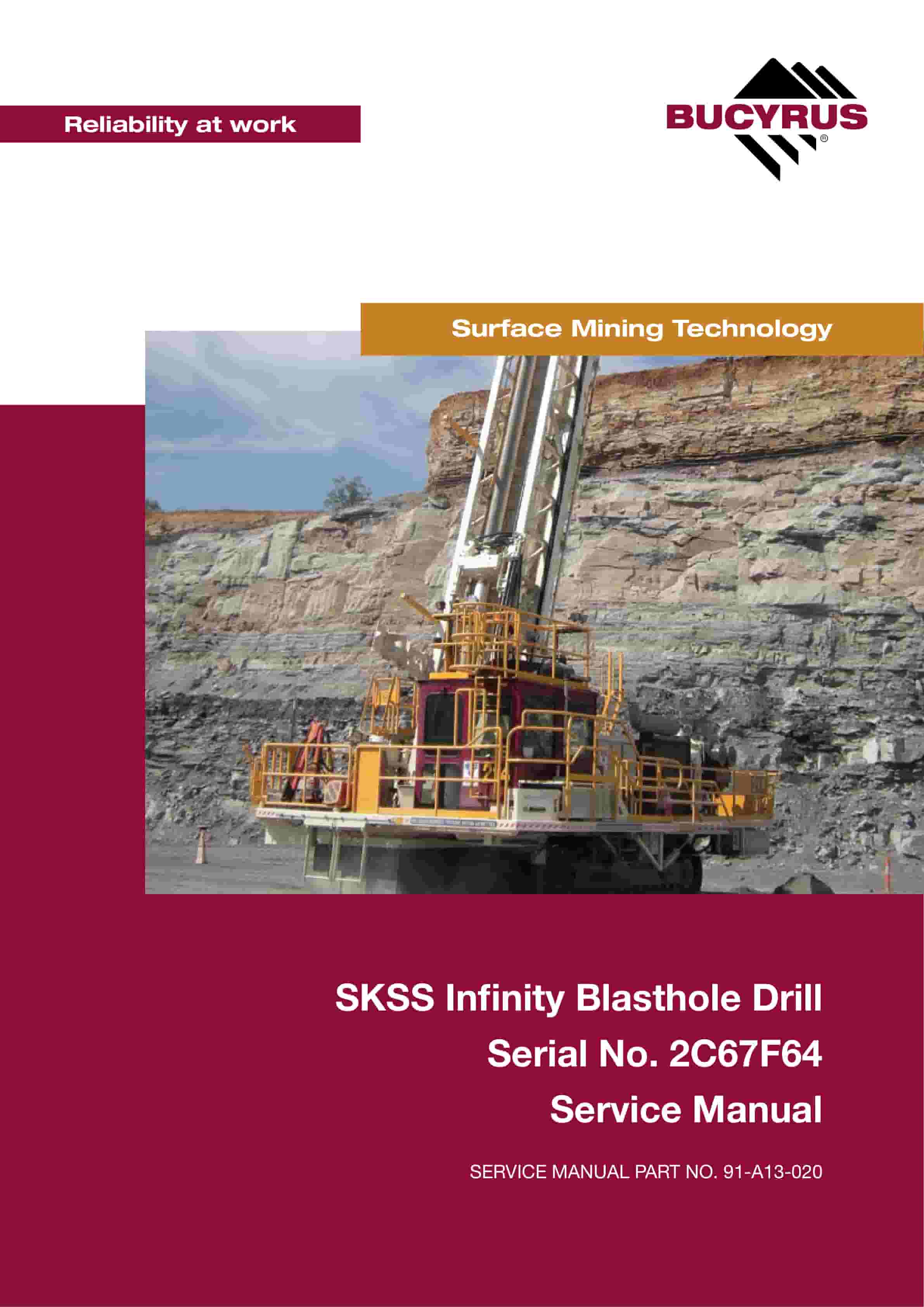 Bucyrus SKSS Infinity Blasthole Drill Service Manual 91-A13-020