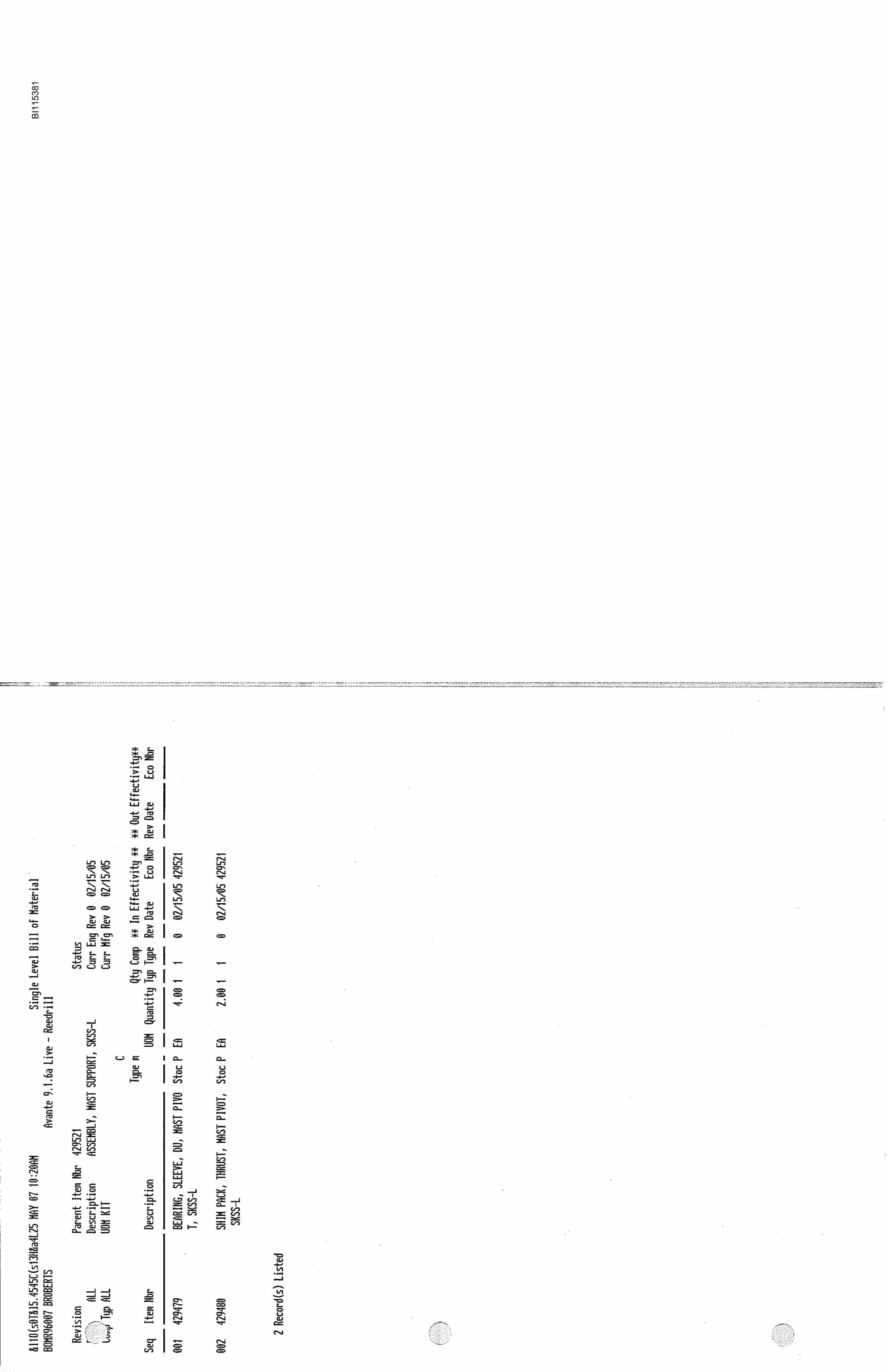 Bucyrus SKSS-L Parts Catalog BI115381-3