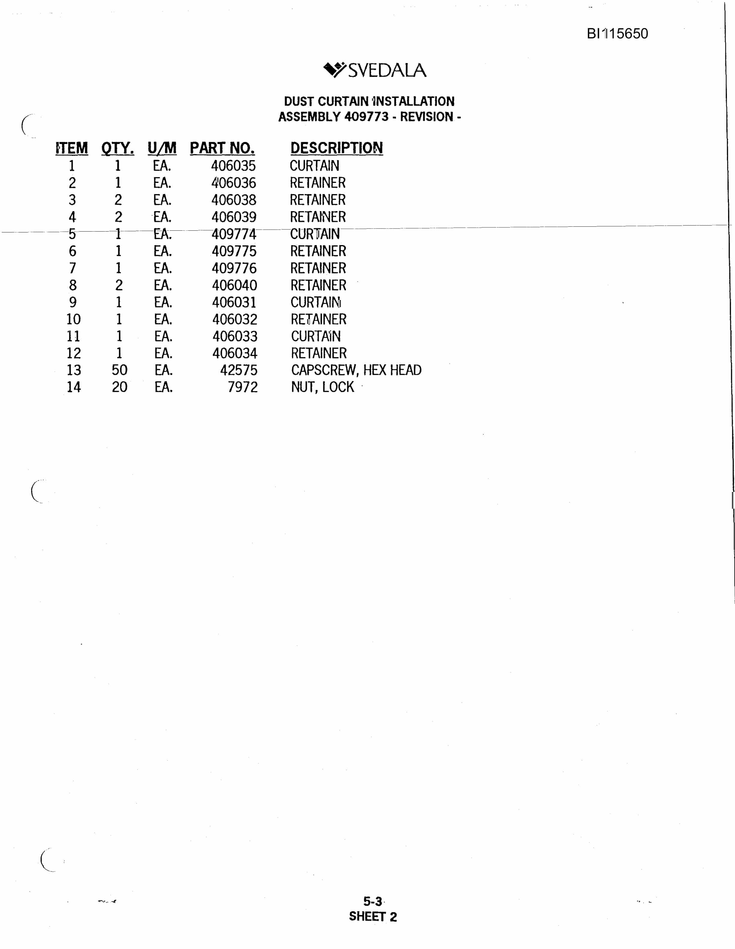 Bucyrus SKT Infinity Blasthole Drill Parts Catalog BI115650-2