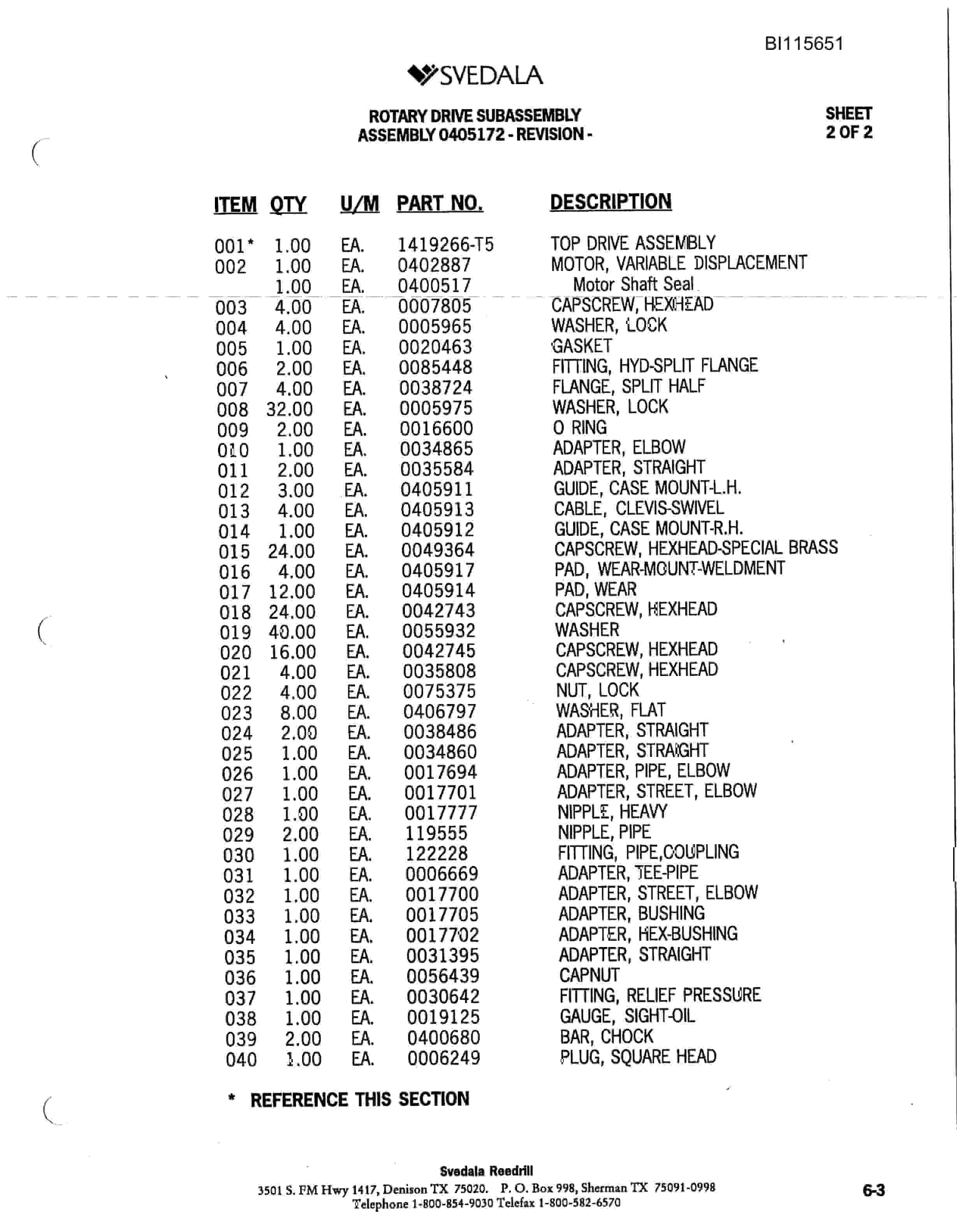 Bucyrus SKT Infinity Blasthole Drill Parts Catalog BI115651-4