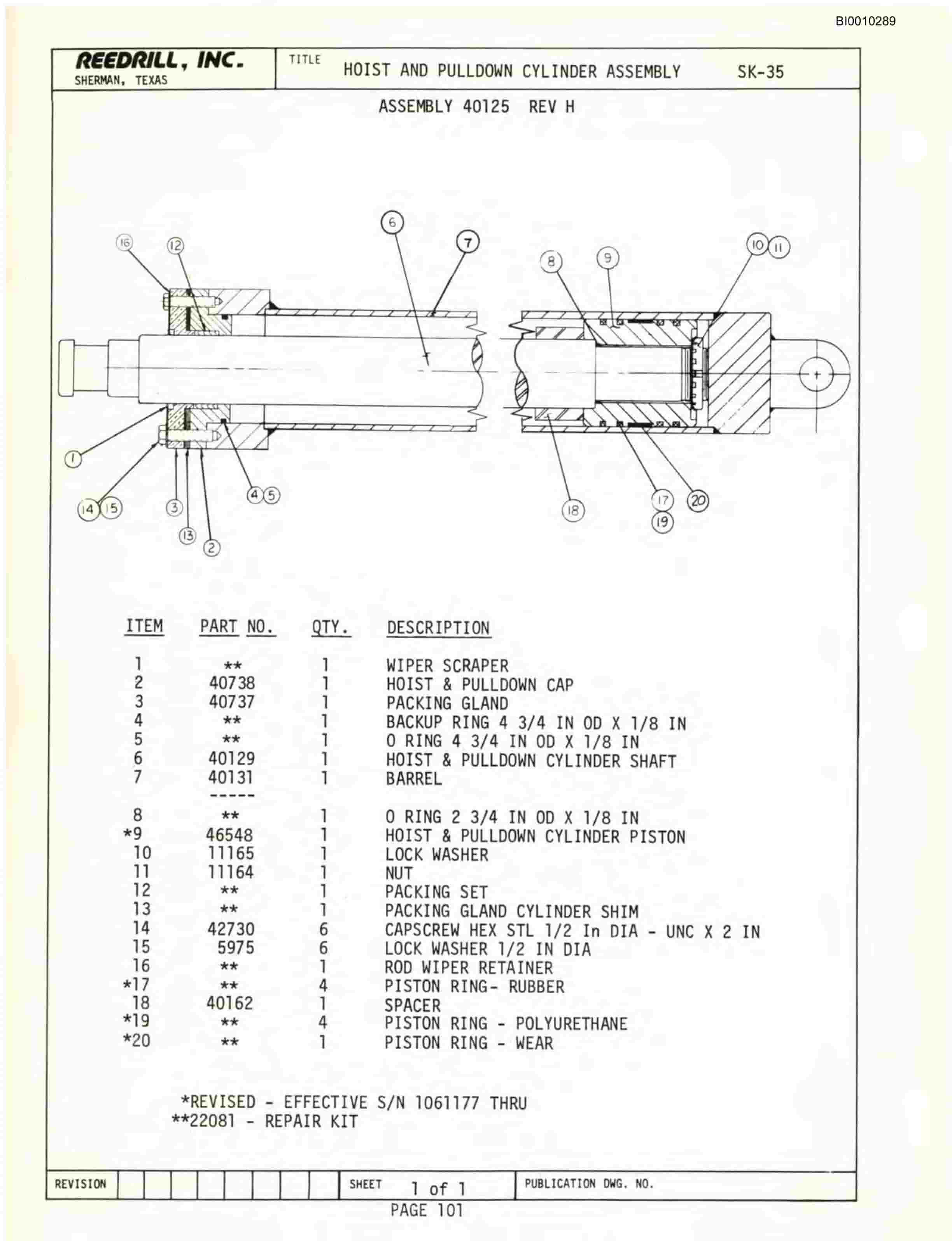 Bucyrus Stonekiller 40 Parts Catalog BI010289-4