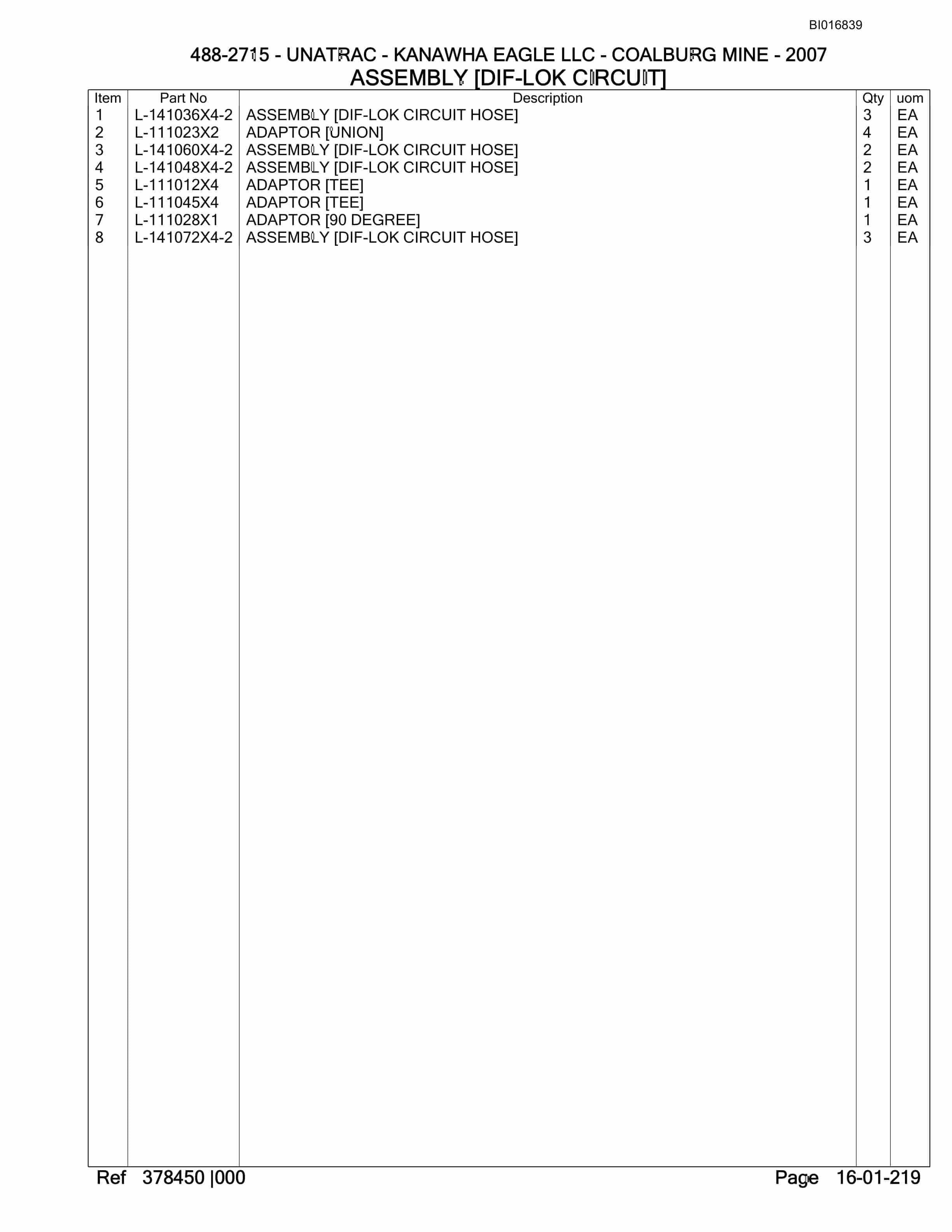 Bucyrus SU488 DN Scoop Parts Catalog BI016839-4
