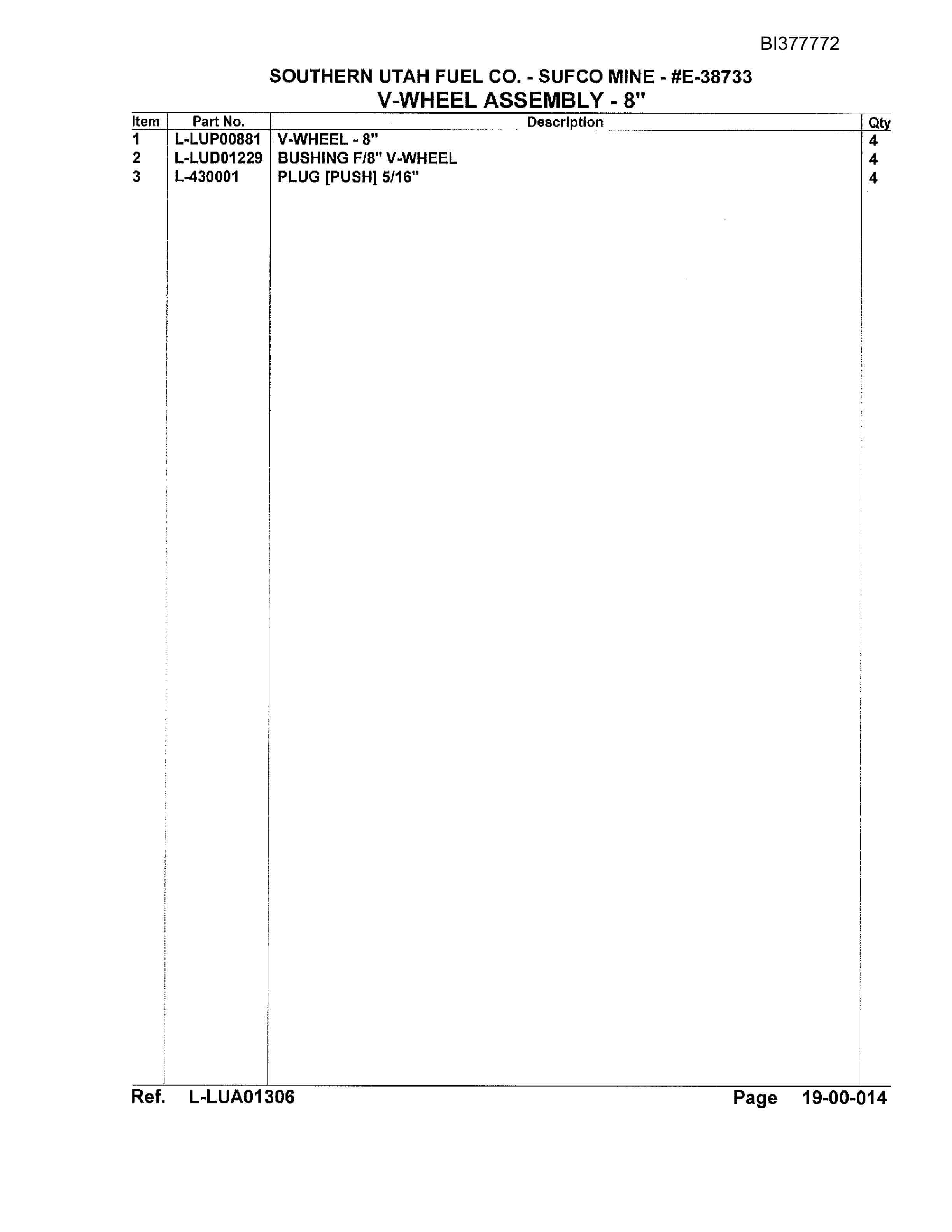 Bucyrus Sufco Mine Parts Catalog BI377772-2