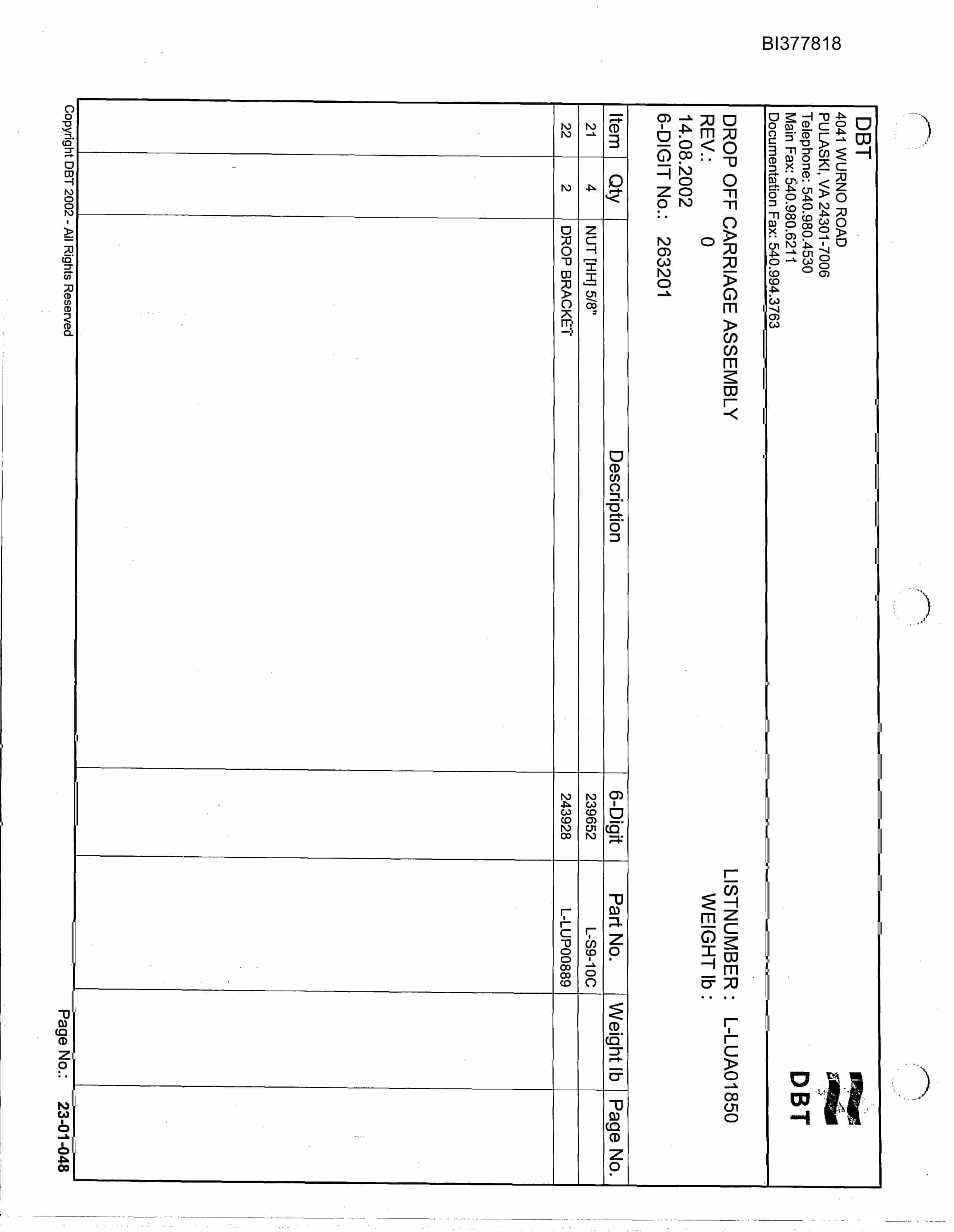 Bucyrus Sufco Mine Parts Catalog BI377818-2