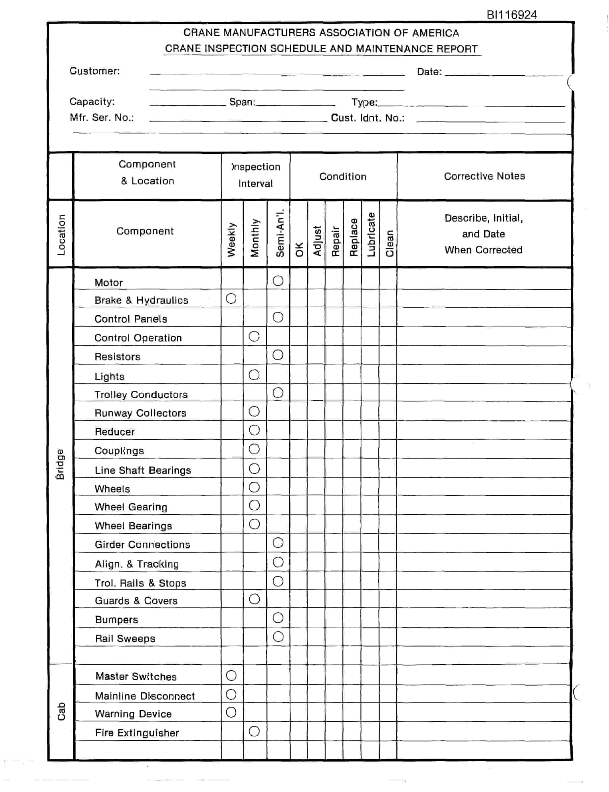 Bucyrus UGS-DM1520 Bridge Only Parts Catalog BI116924-2